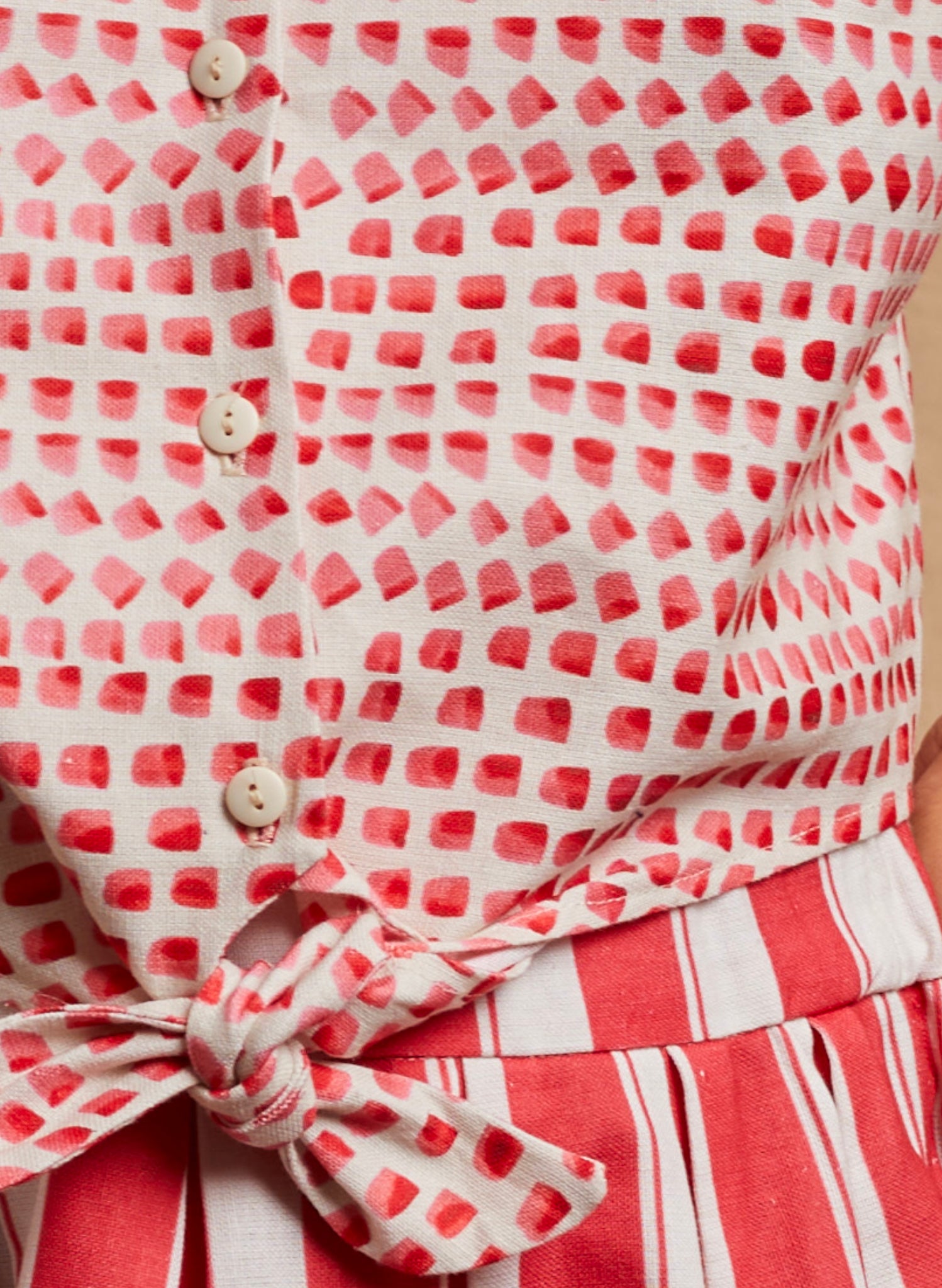 Peggy Top - Pink Thumb Print