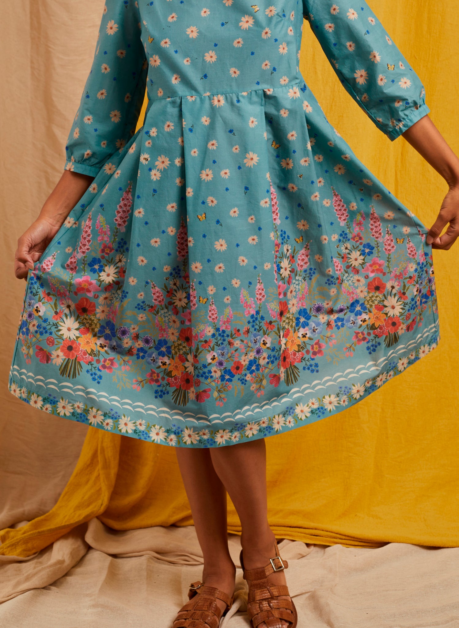 Philippa Dress - Teal Foxgloves
