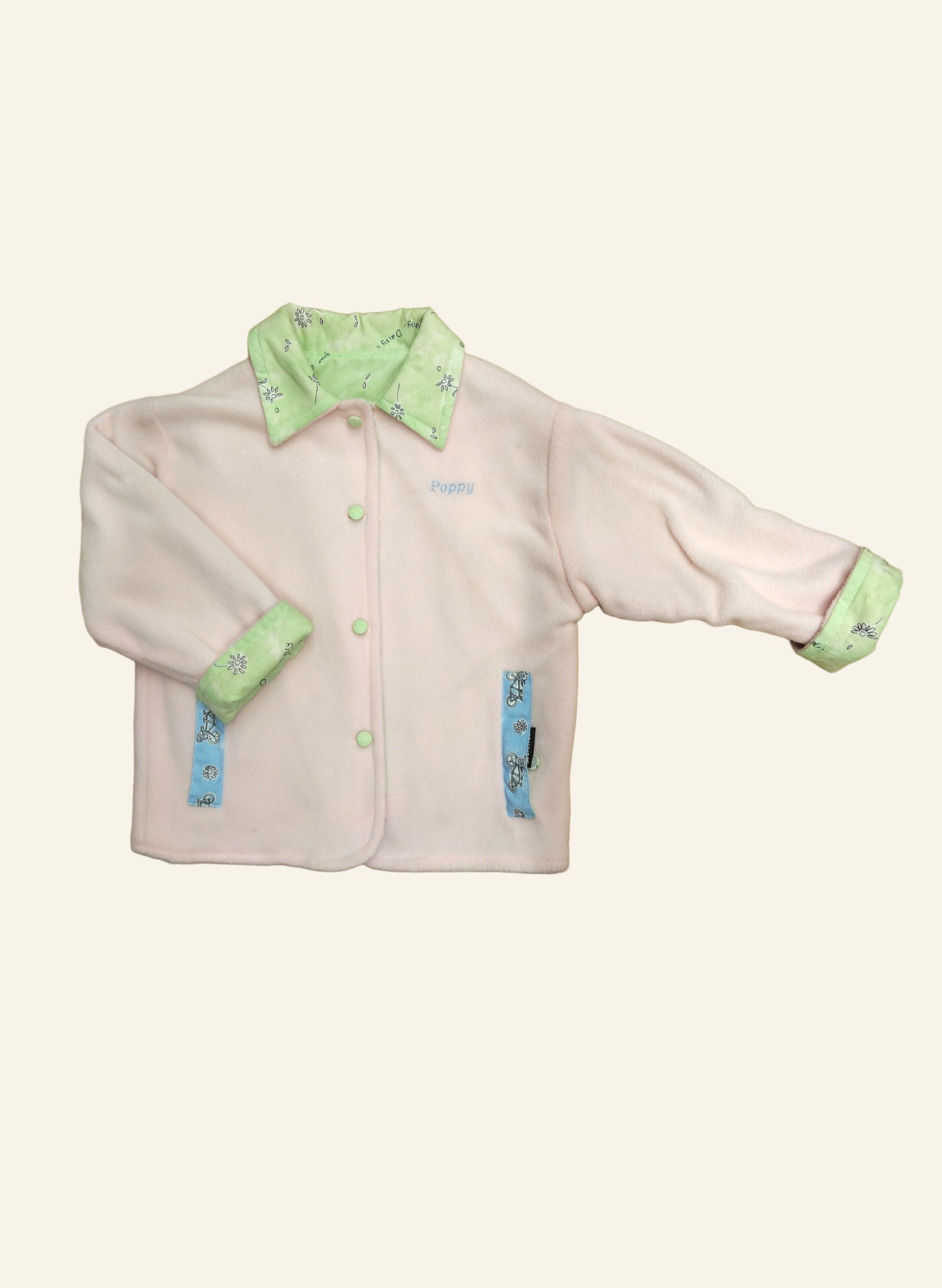 Children's Reversible Jacket - Baby Pink Fleece/Daisy Chain