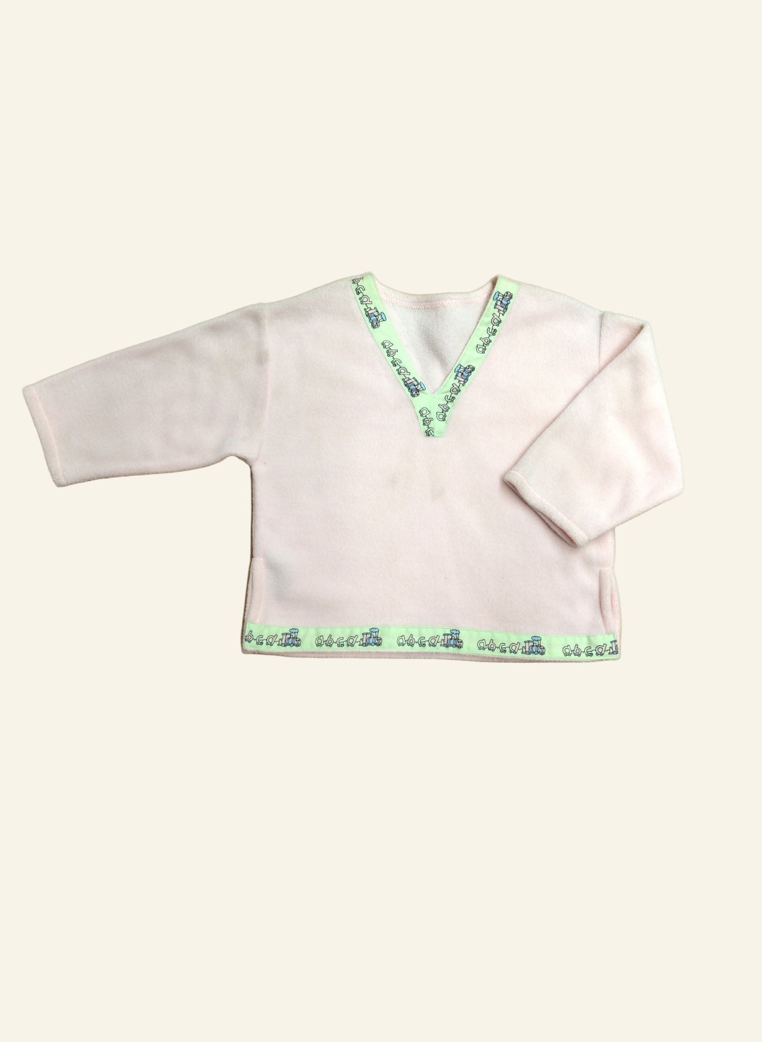 Folk Top - Age 2 - Baby Pink Fleece with trim