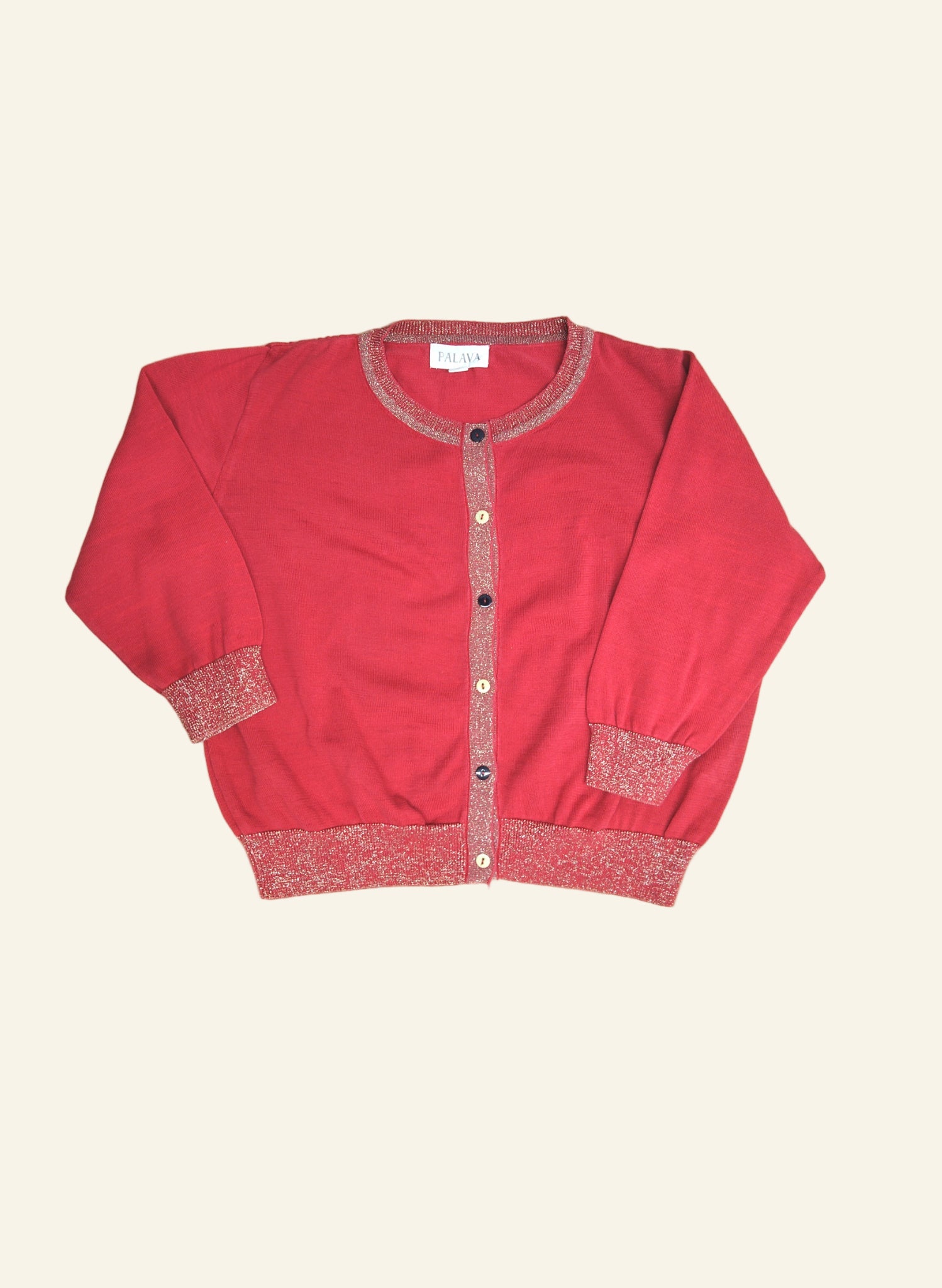 PRE LOVED - Vera - Red Sparkly - Organic Cotton Cardigan