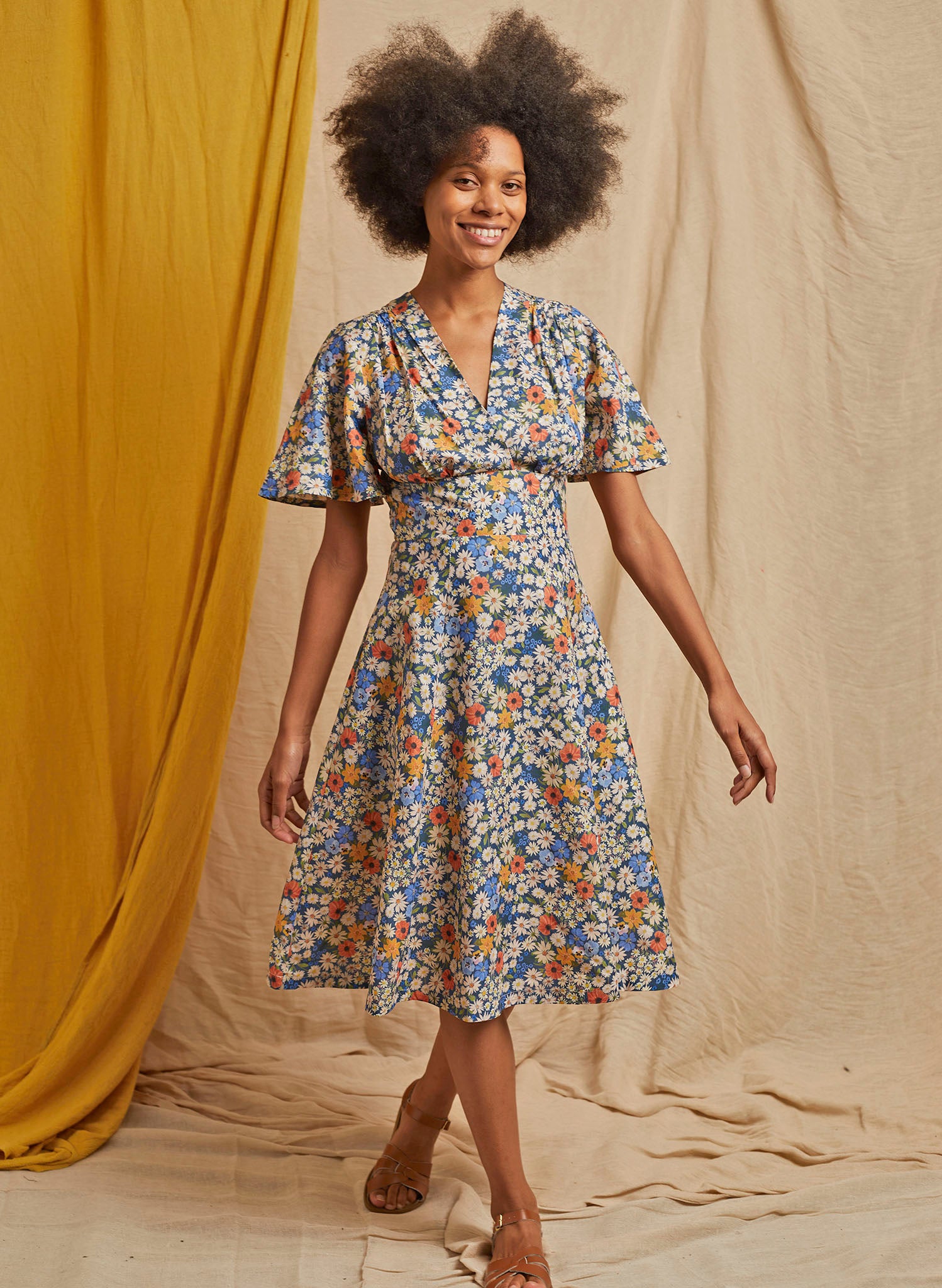 Rita Dress - Blue Ditsy Daisy