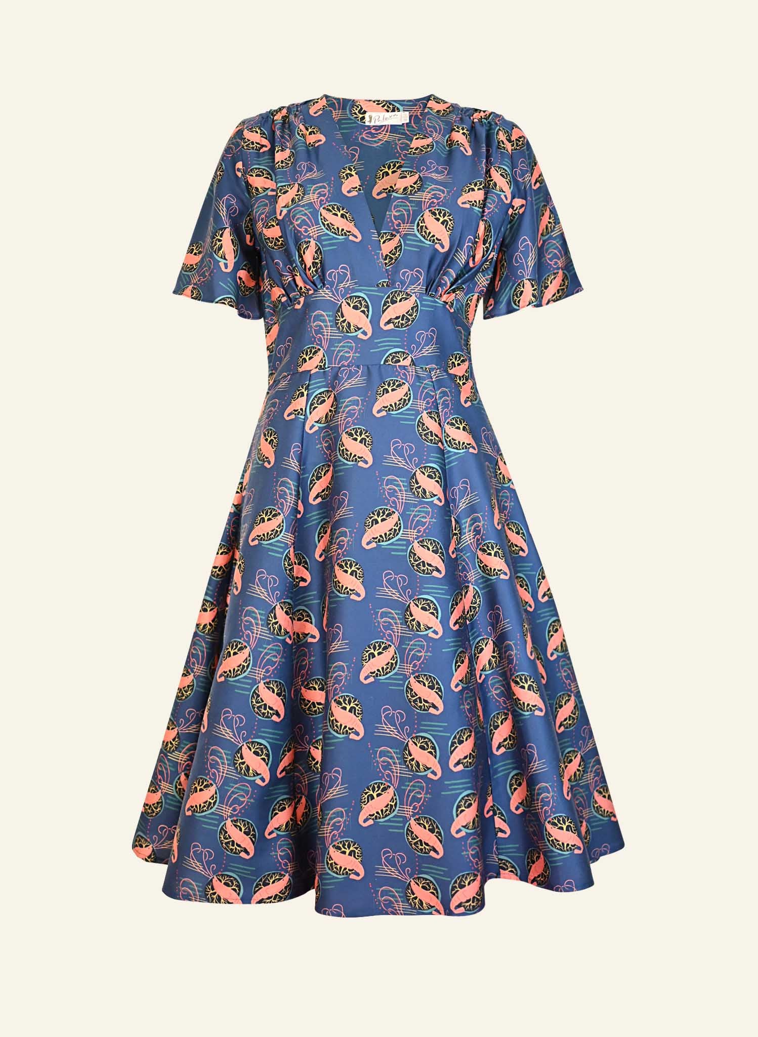 Rita Long-sleeve Dress - Navy Prawn Cocktail