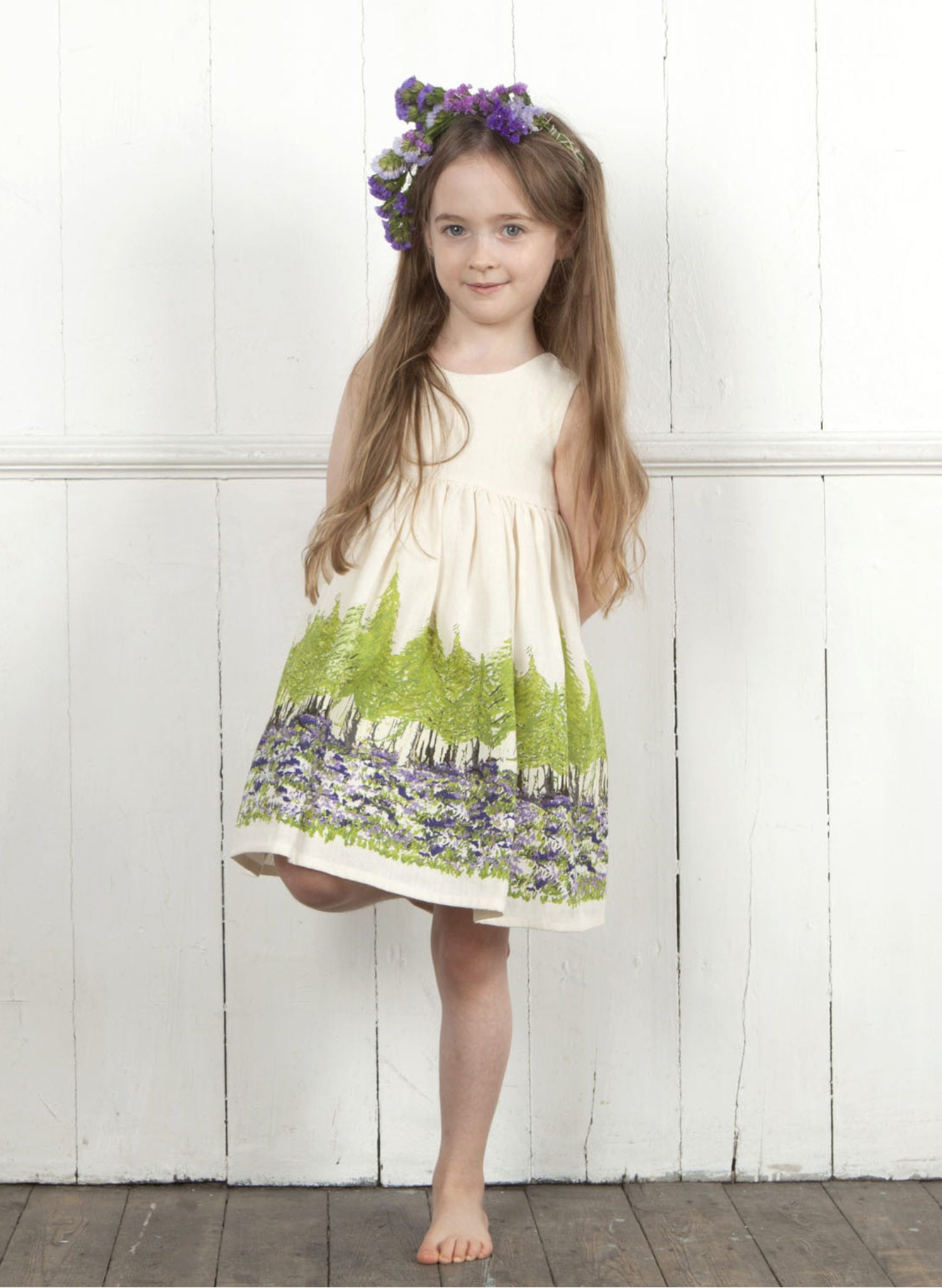 Rosie Children's Dress - Ivory Bluebells