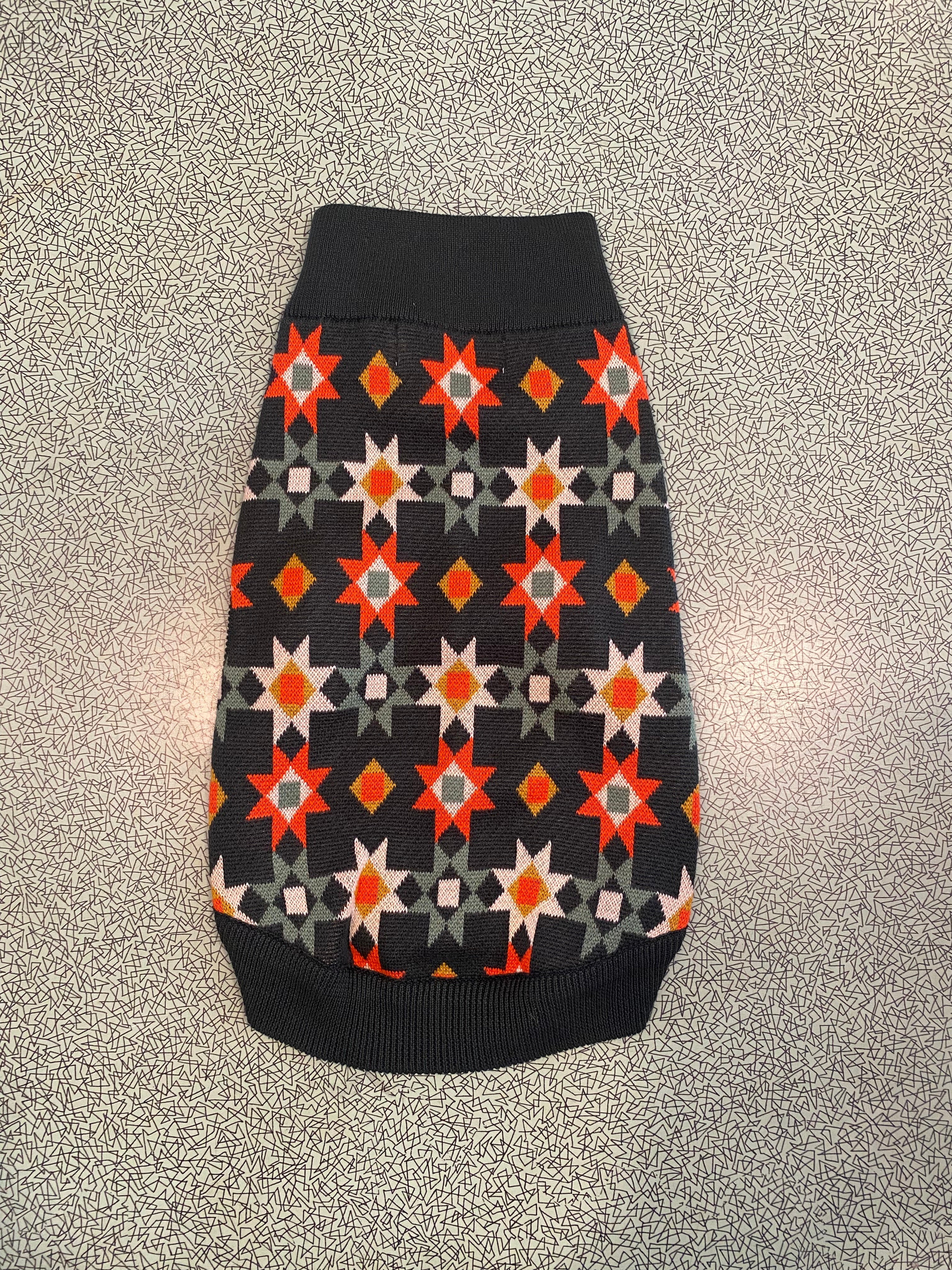 Archive Sale - Size Medium - Knitted Dog Jumper - Green Patchwork