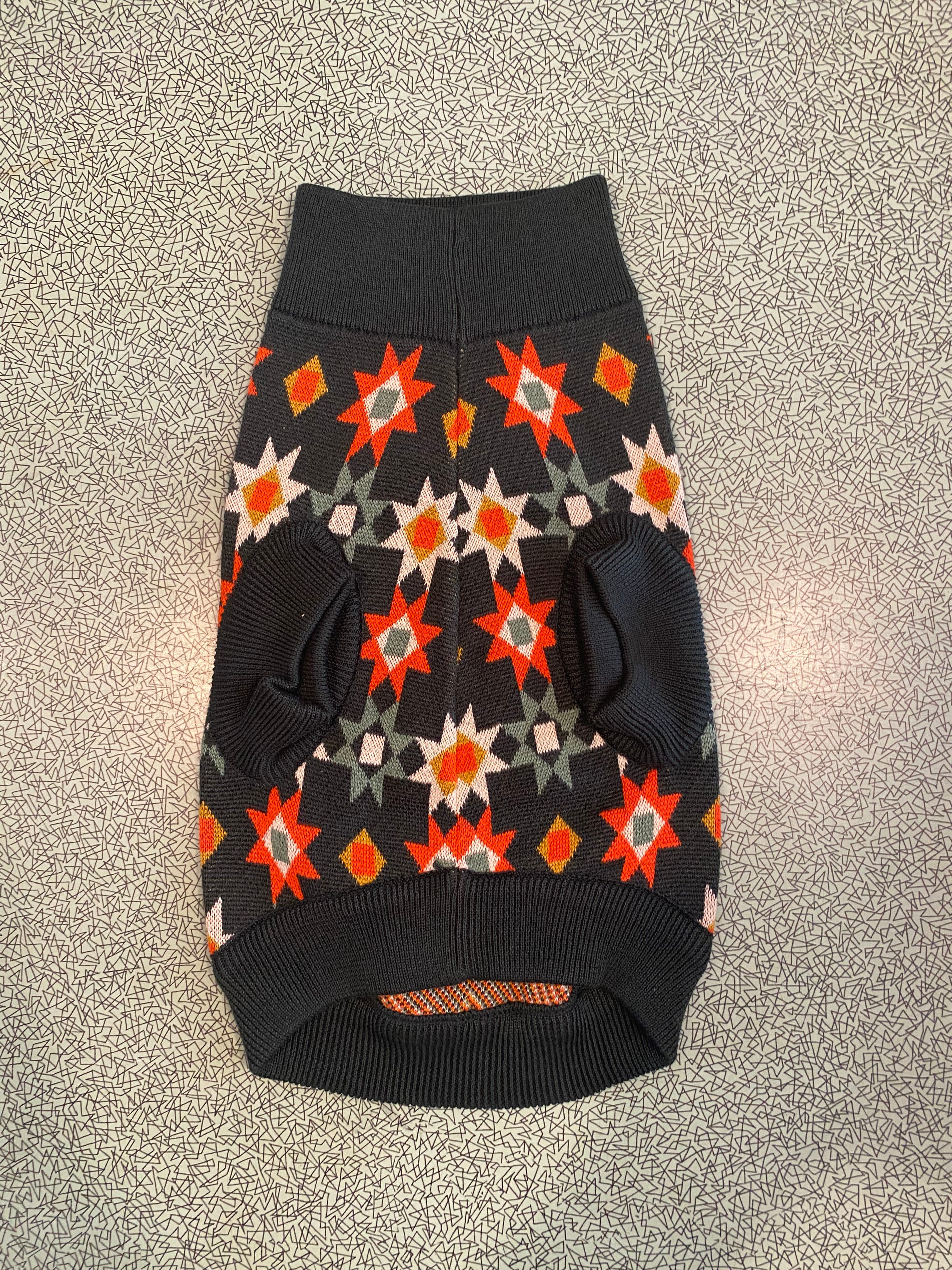 Archive Sale - Size Medium - Knitted Dog Jumper - Green Patchwork
