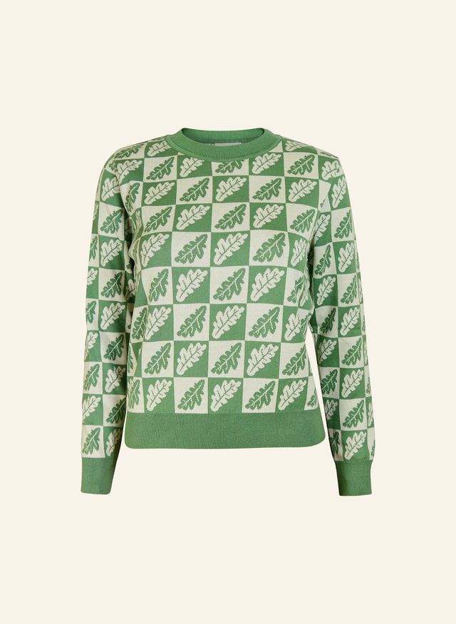 Archive Sale - Size S - Alba - Jacquard Oak Leaf Jumper
