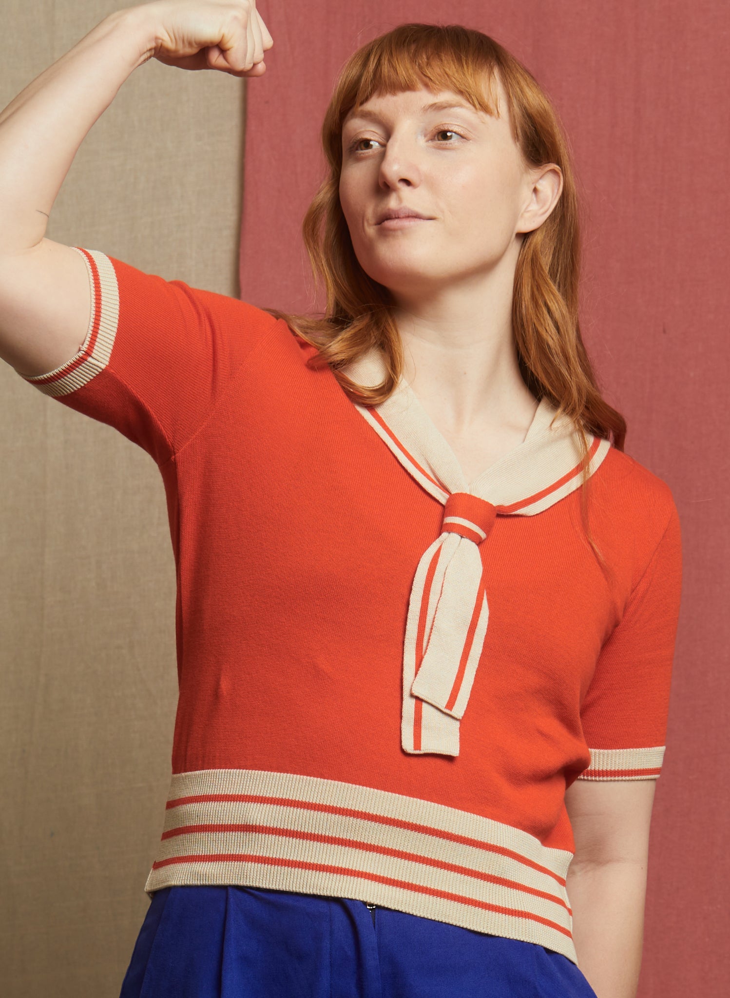 Sailor Knitted Top - Coral