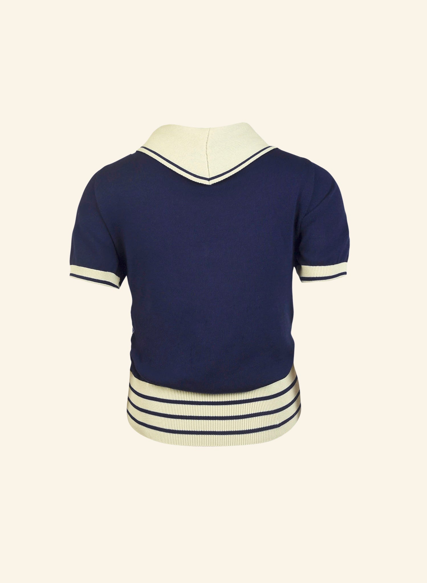 Women's Navy & White Knitted Sailor Top | 100% Organic Cotton