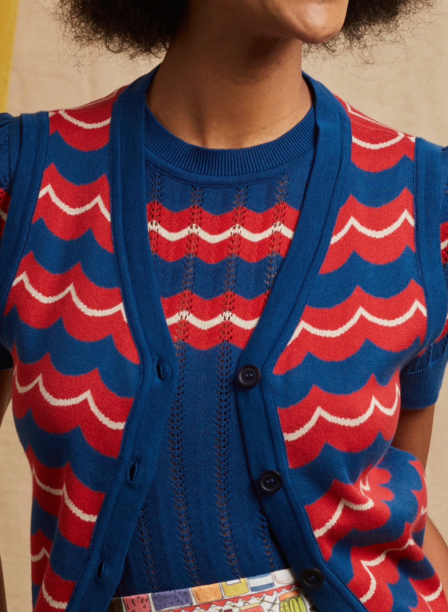 Shirley - Blue Marbled Waistcoat