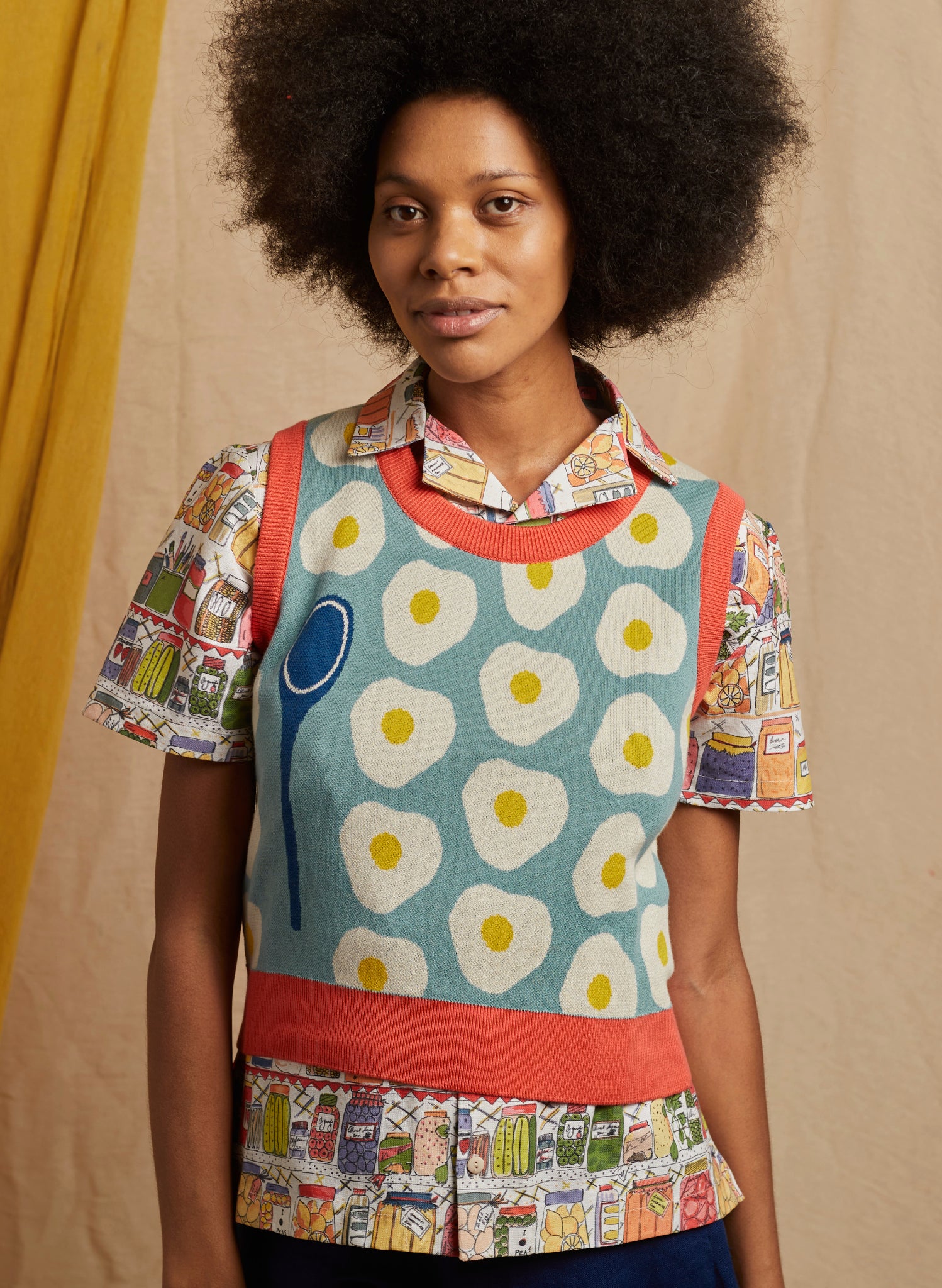Shirley - Teal Egg and Spoon Waistcoat