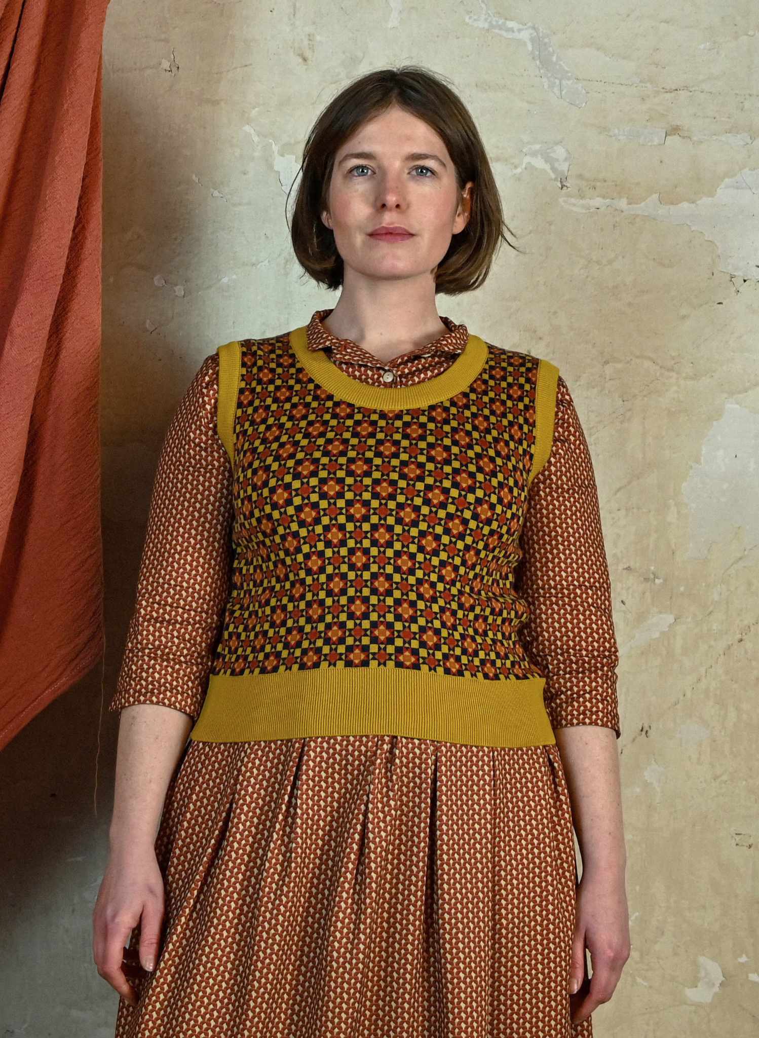 Shirley - Mustard Patchwork Tank Top