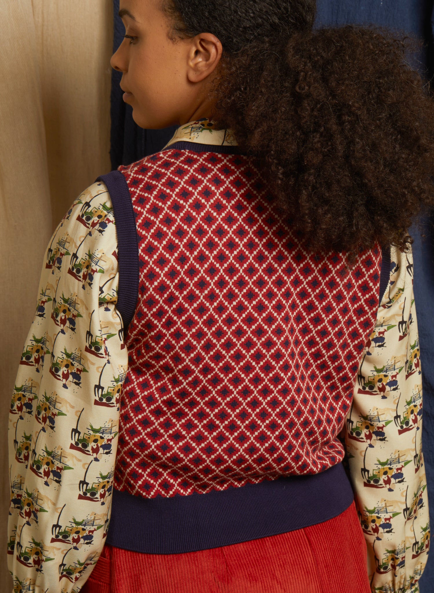 Shirley - Navy Tiles Tank Top