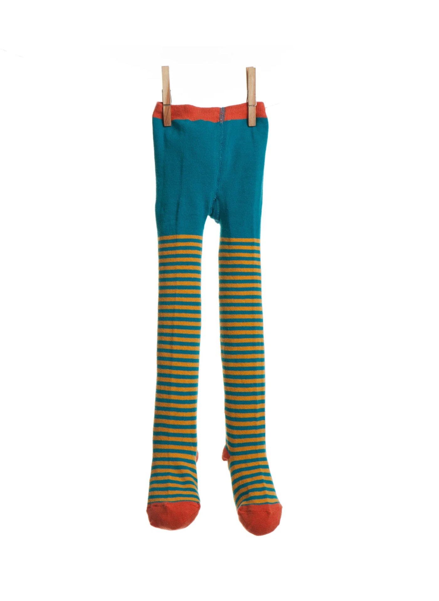 Children's Tights - Teal/Mustard Stripe