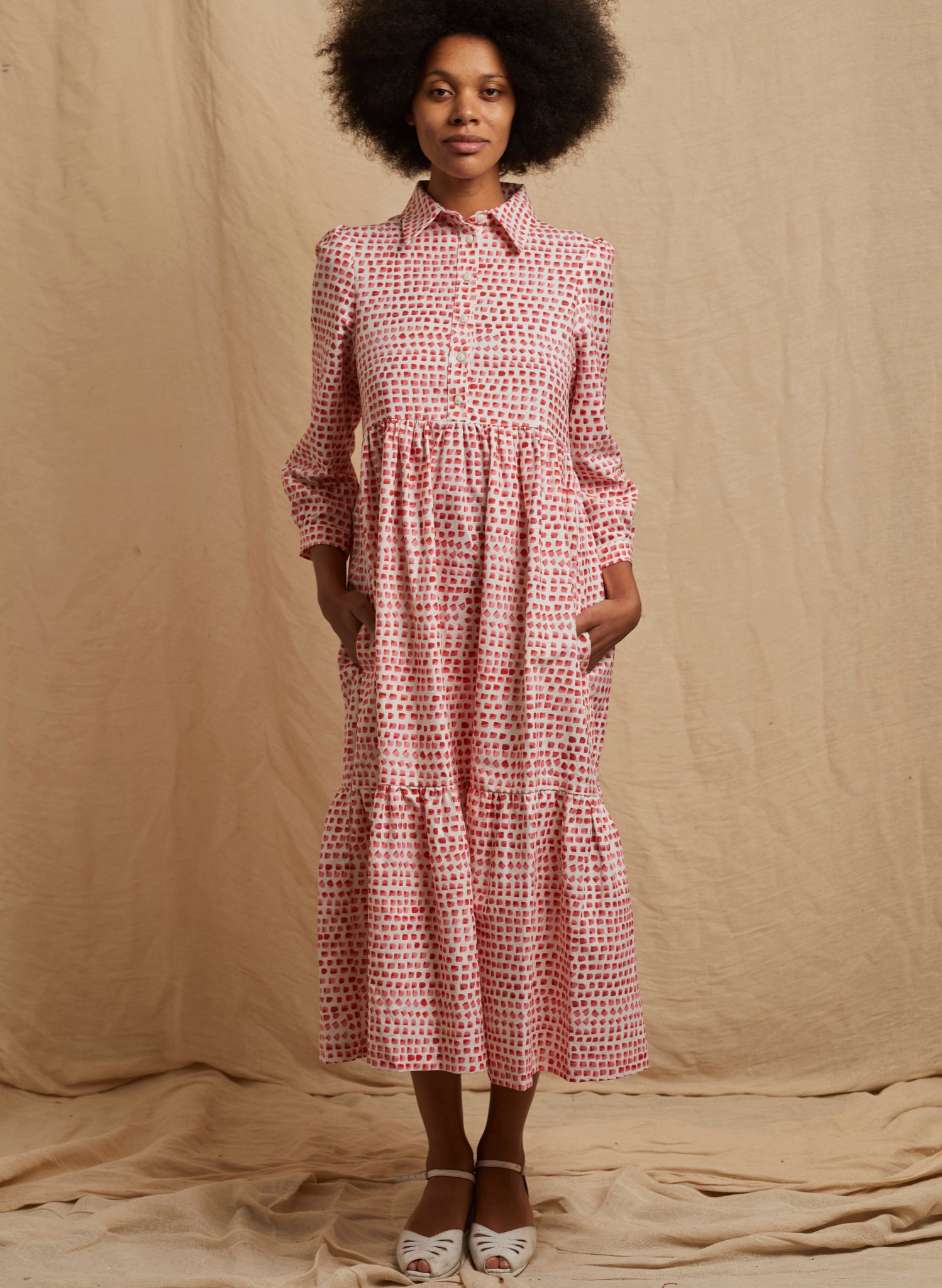 Tabatha Dress - Pink Thumb Print