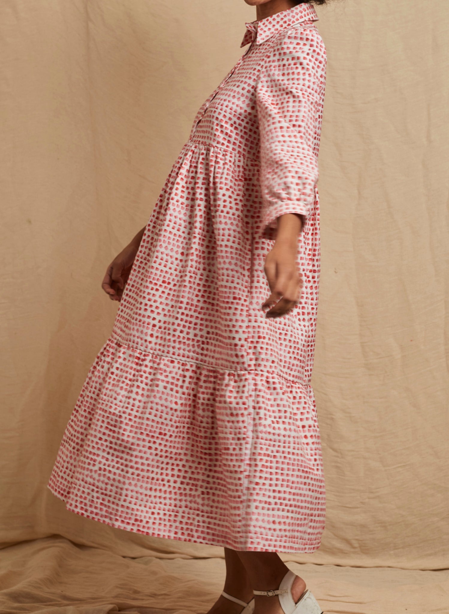 Tabatha Dress - Pink Thumb Print
