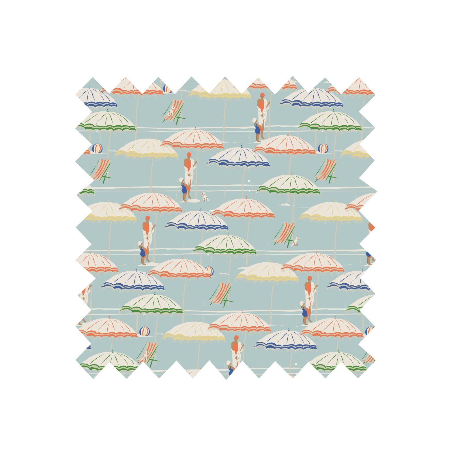 Remnant - 148x100cm - Blue Umbrellas - Cotton Sateen