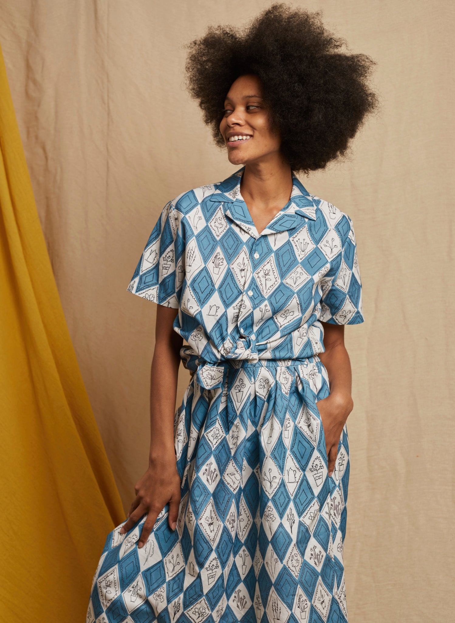 Kit Shirt - Teal Diamonds