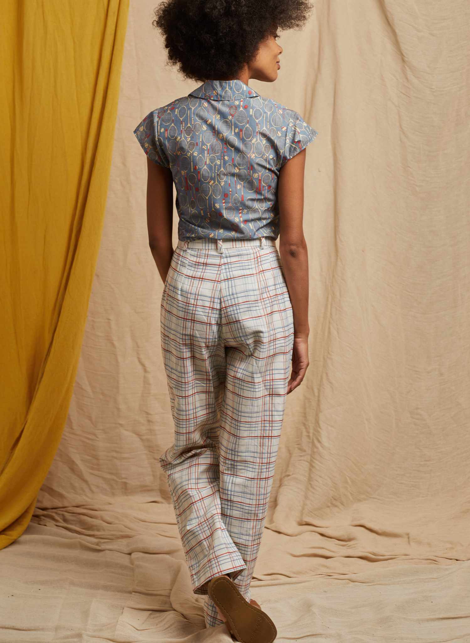 Thelma Trouser - Cream Folk Check