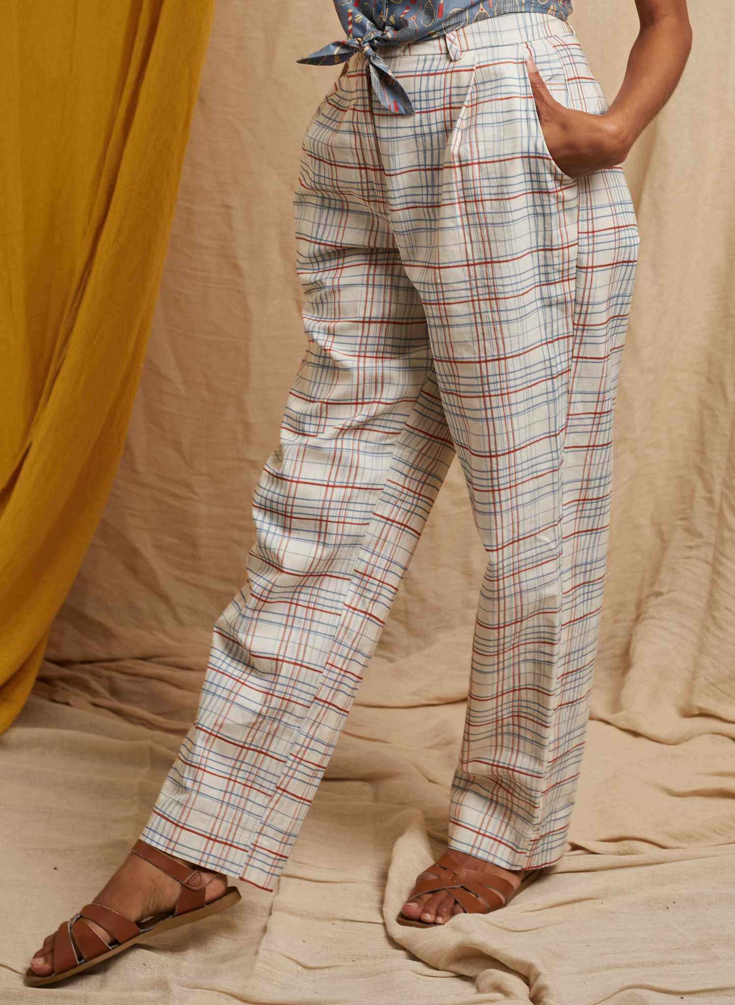 Thelma Trouser - Cream Folk Check