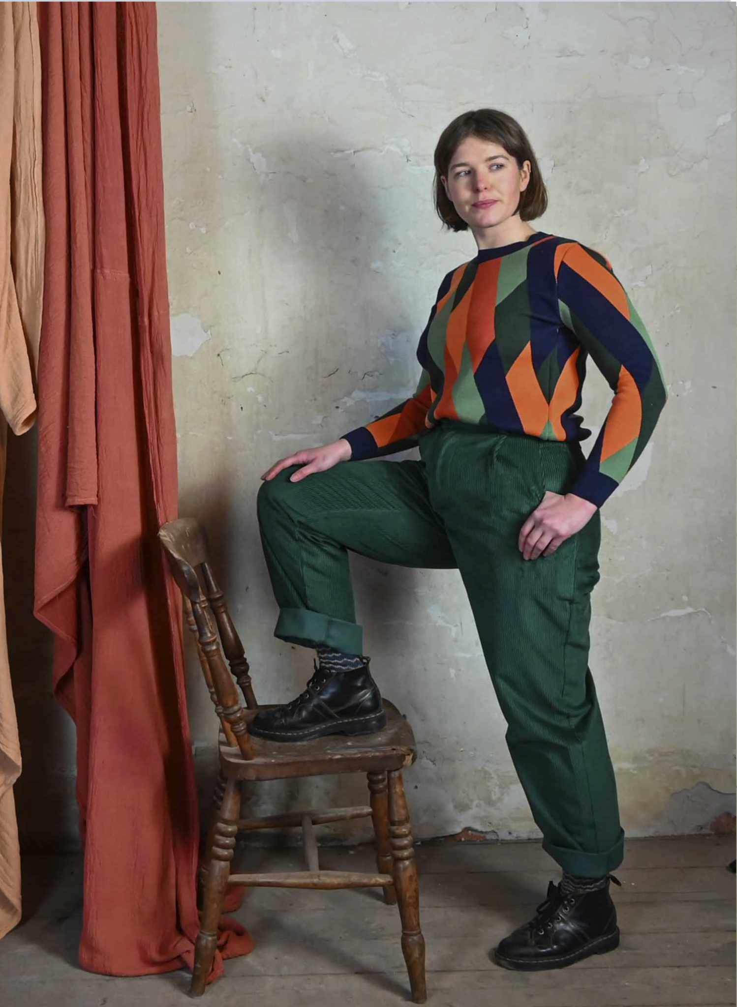 Thelma - Bottle Green Corduroy Trousers