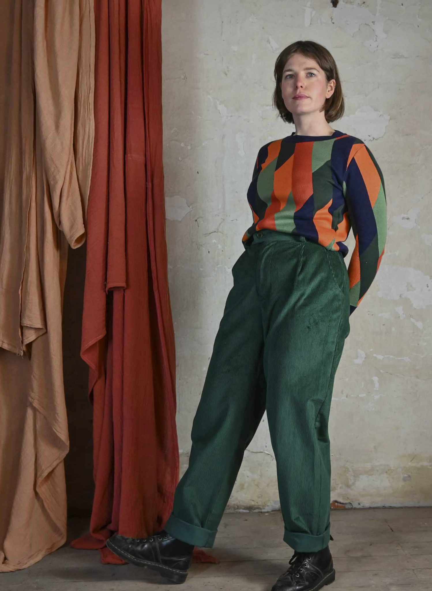 Thelma - Bottle Green Corduroy Trousers