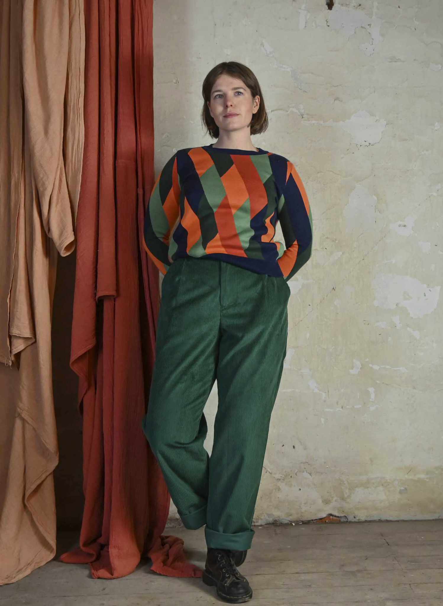 Thelma - Bottle Green Corduroy Trousers