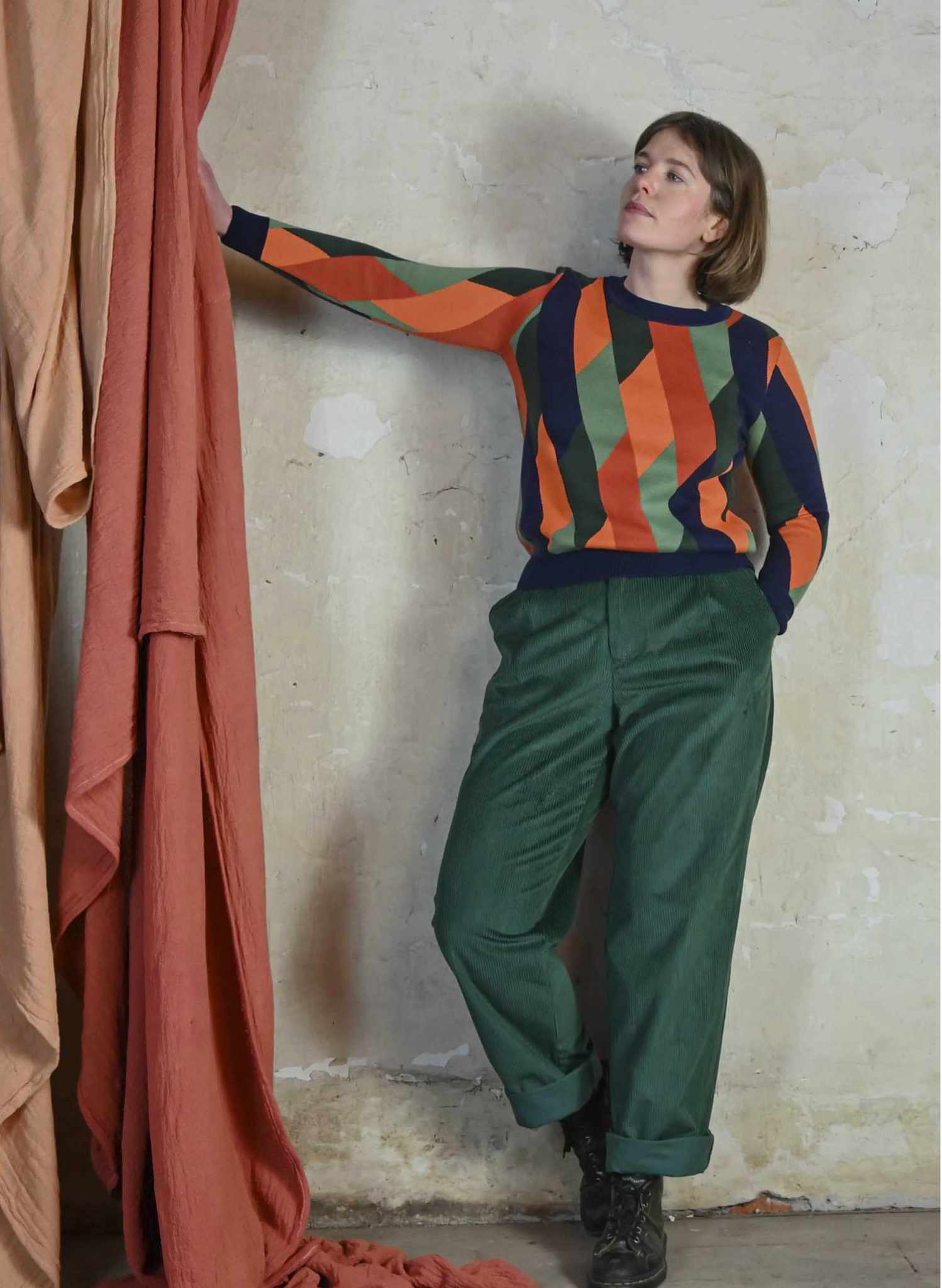 Thelma - Bottle Green Corduroy Trousers
