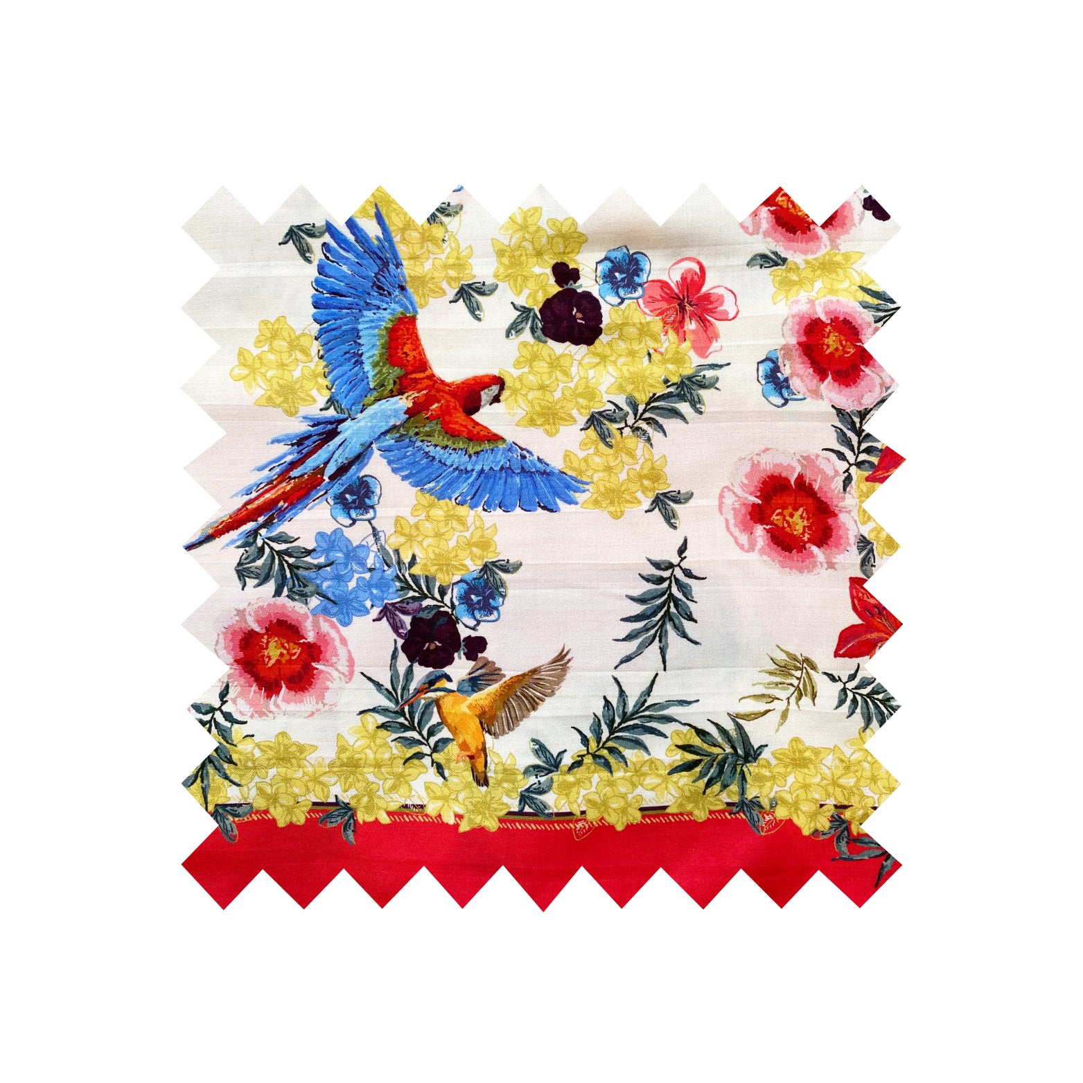 Remnant - 110x168cm - Cream Tropical Birds - Tencel