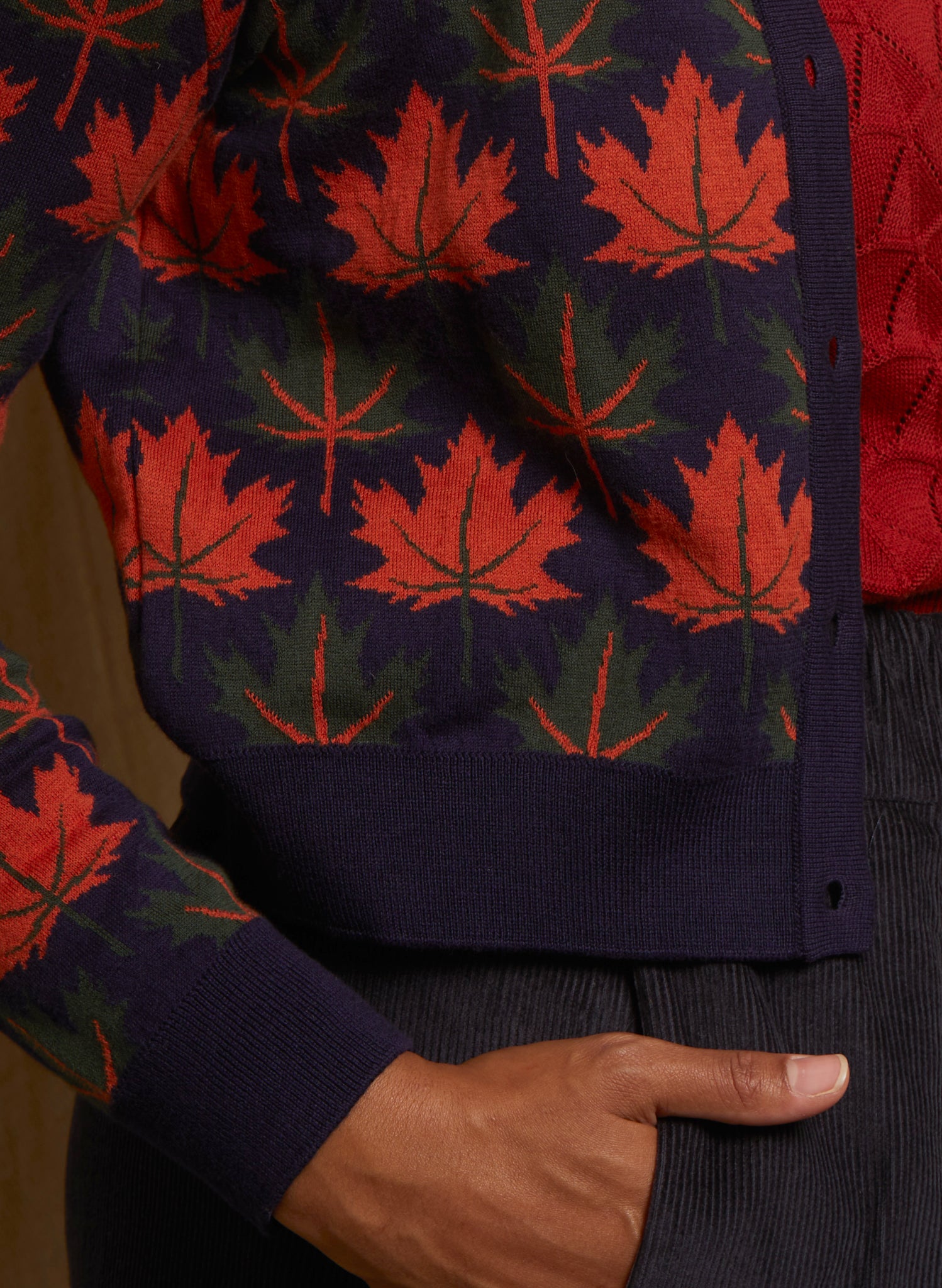 Vera - Navy Autumn Leaves Cardigan