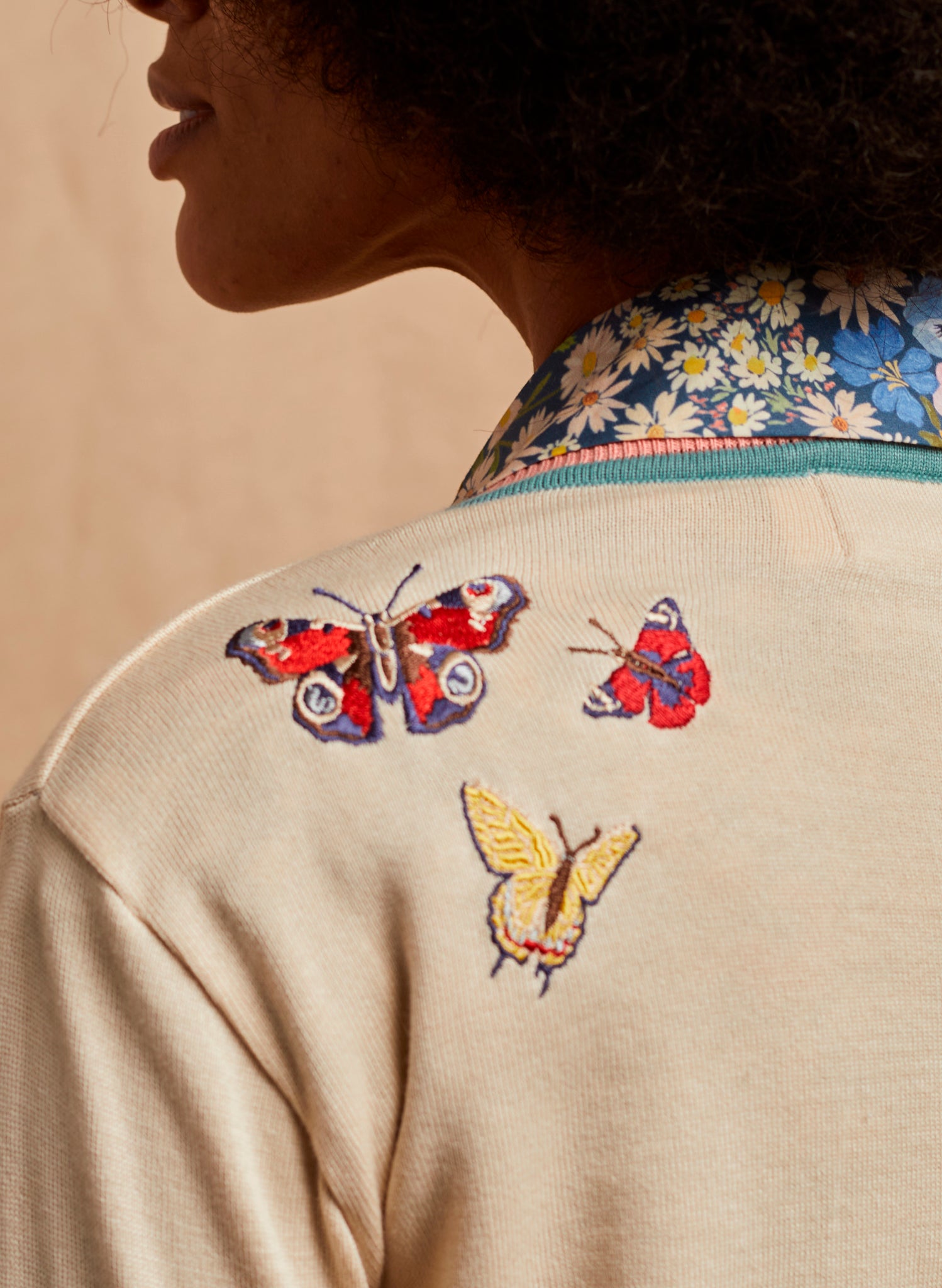 Vera - Cream Butterflies Cardigan
