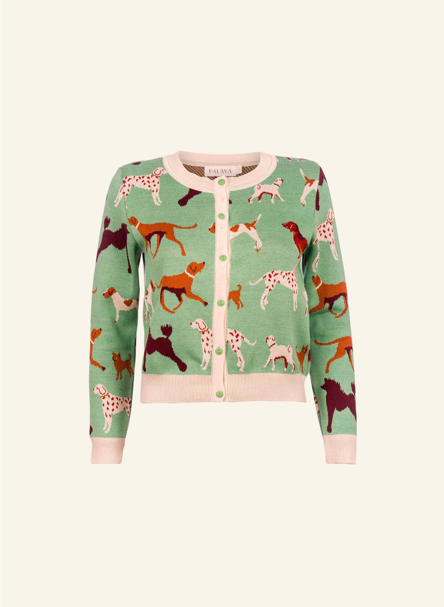 Vera Cardigan in Green Woof Dog Jacquard | Palava