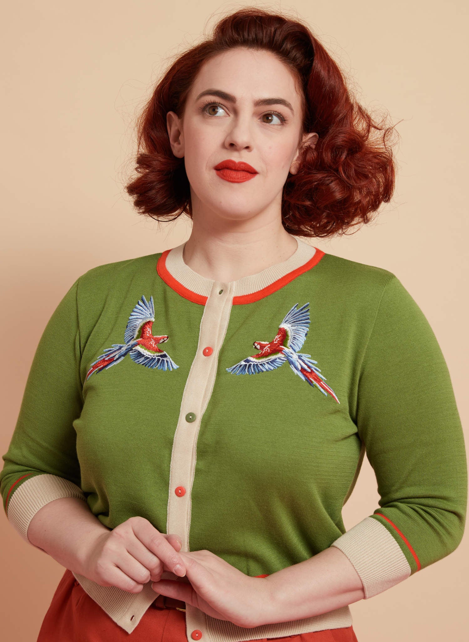 Vera Cardigan - Green Parrots