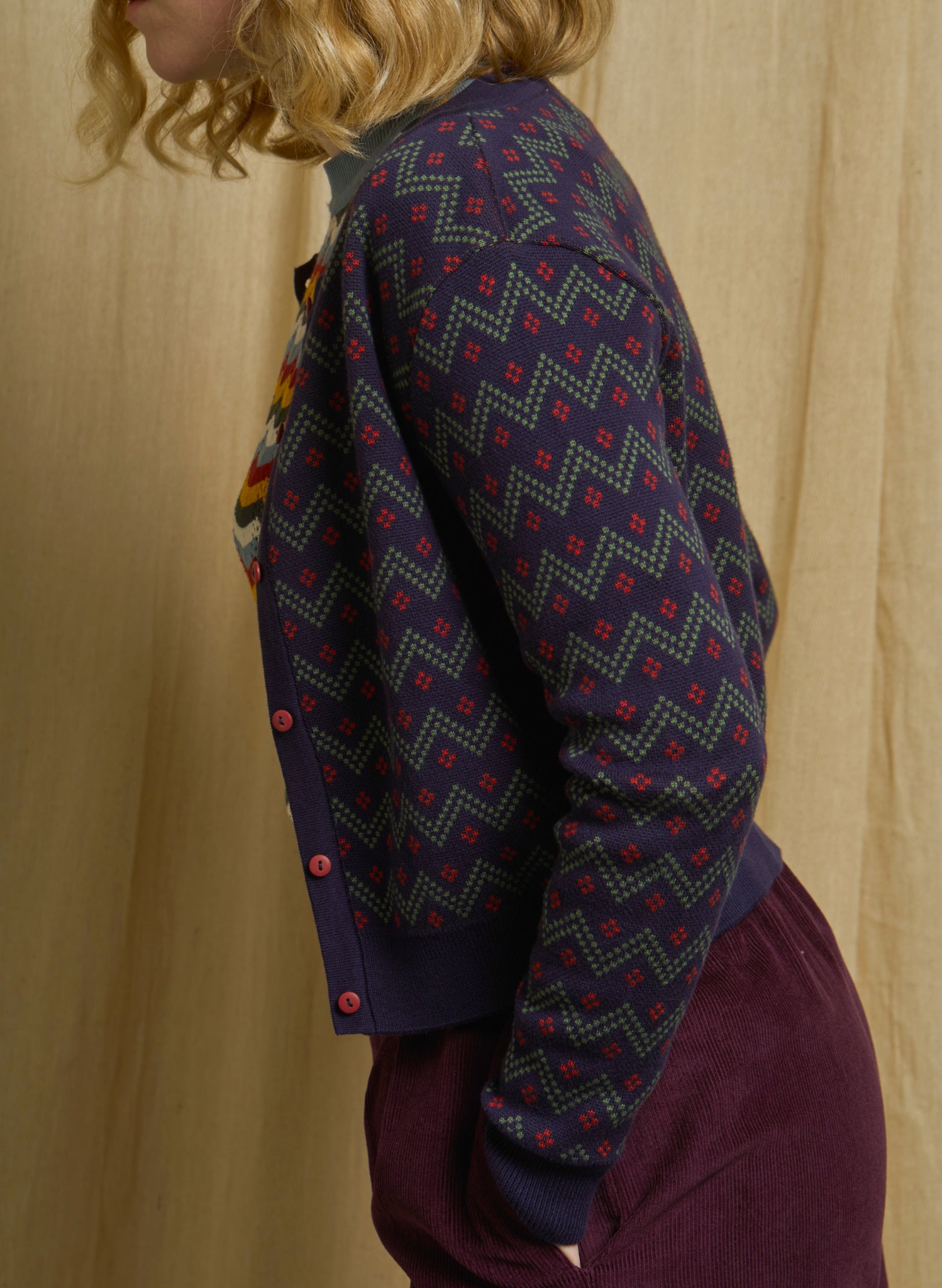 Vera - Navy Cross Hatch Cardigan