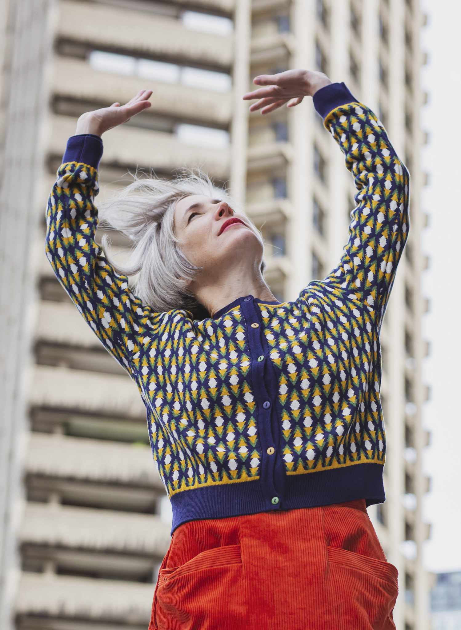 Vera Jacquard Cardigan - Navy Diamond
