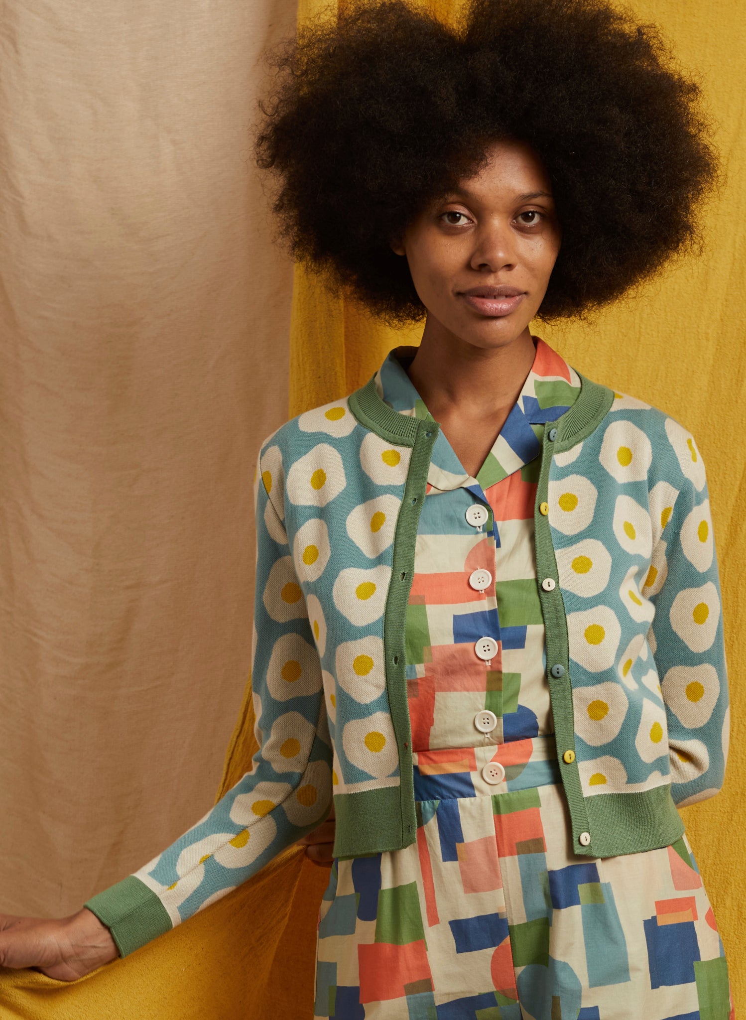 Vera - Teal Fried Egg Cardigan