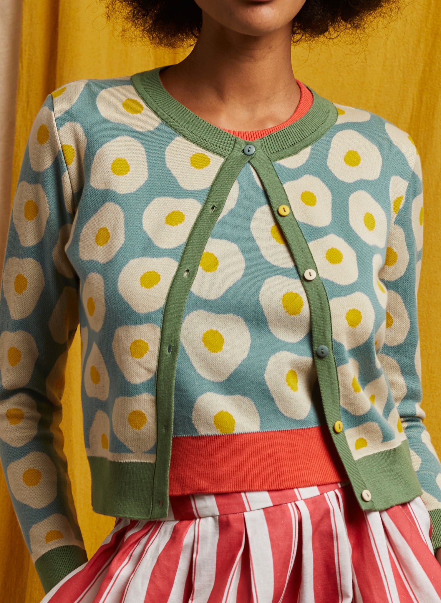 Vera - Teal Fried Egg Cardigan