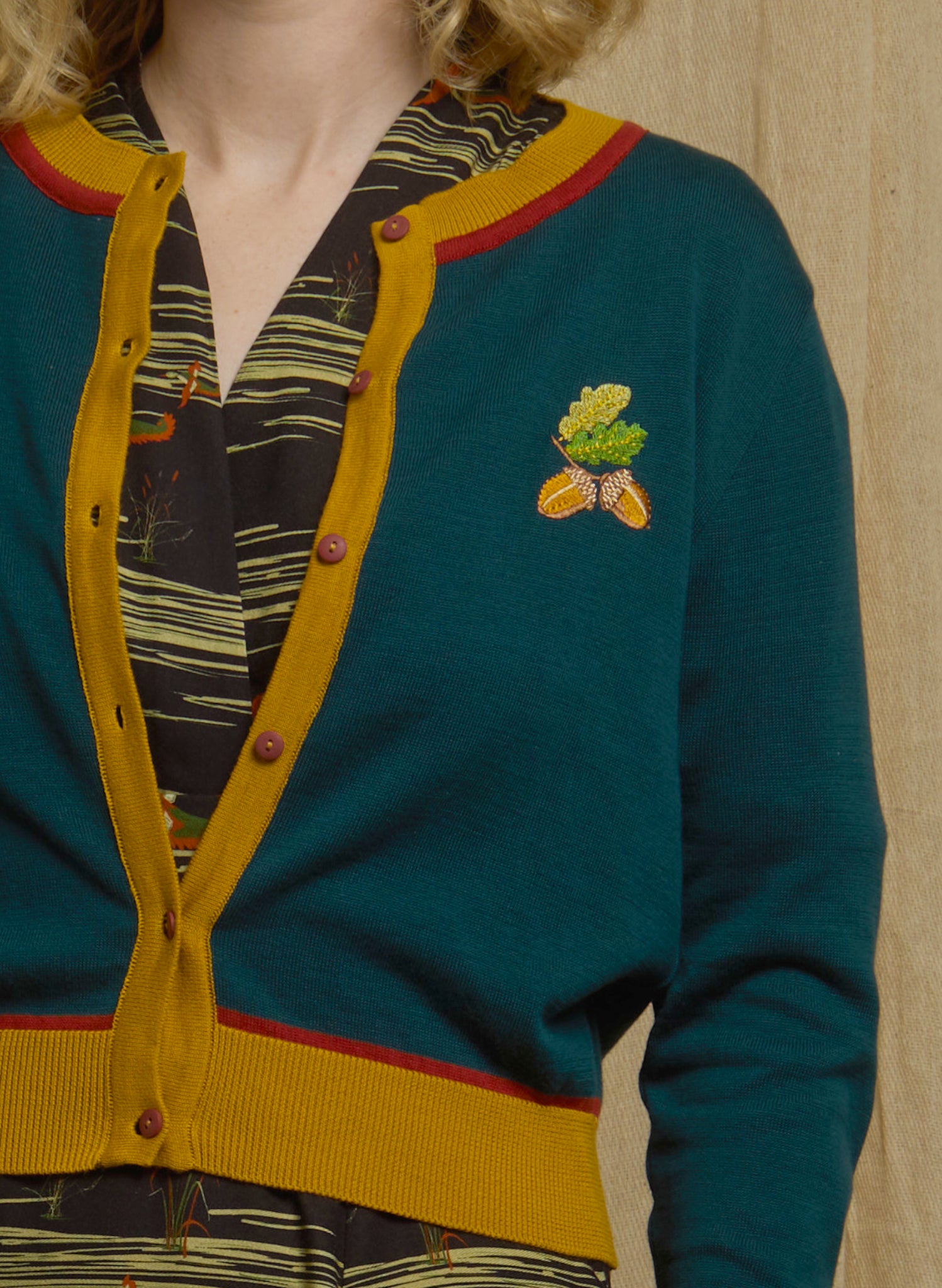 Vera - Teal Squirrel Cardigan