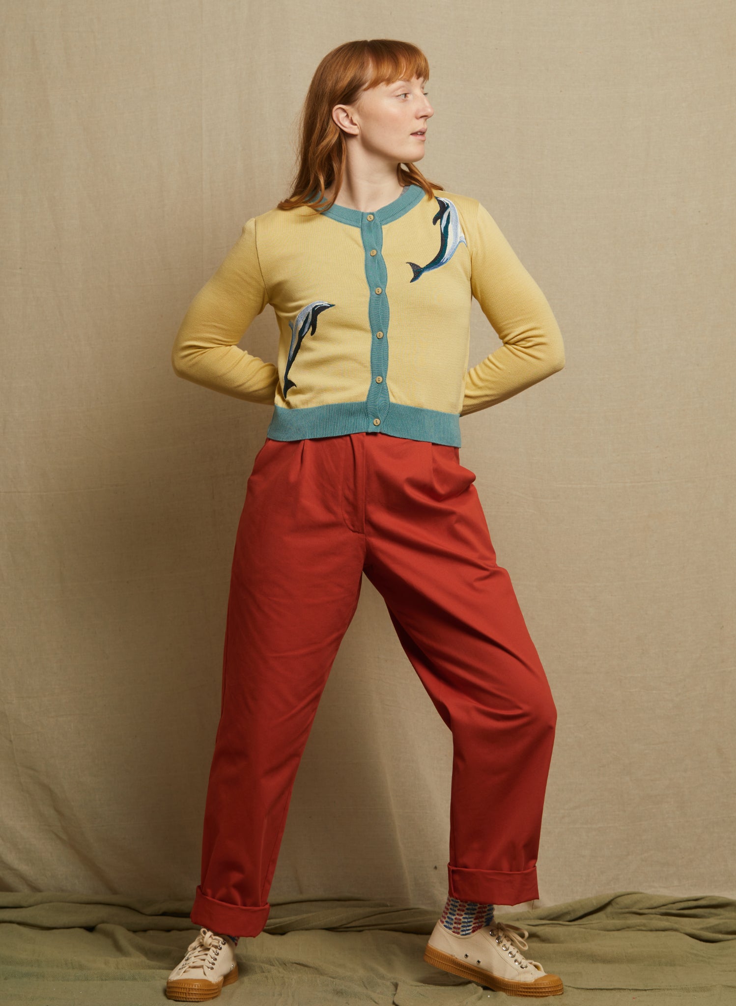 Vera Cardigan - Yellow Dolphins