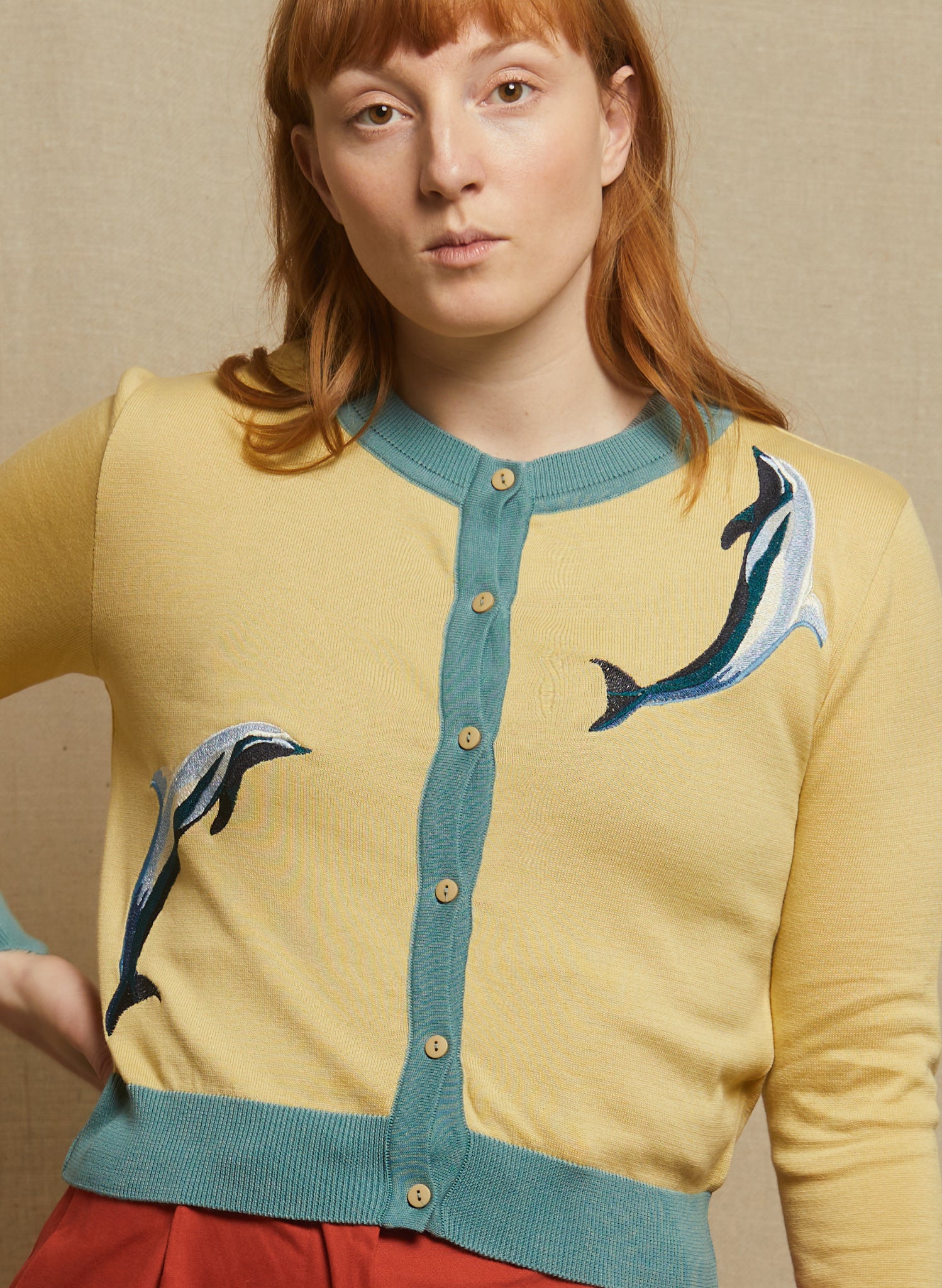 Vera Cardigan - Yellow Dolphins