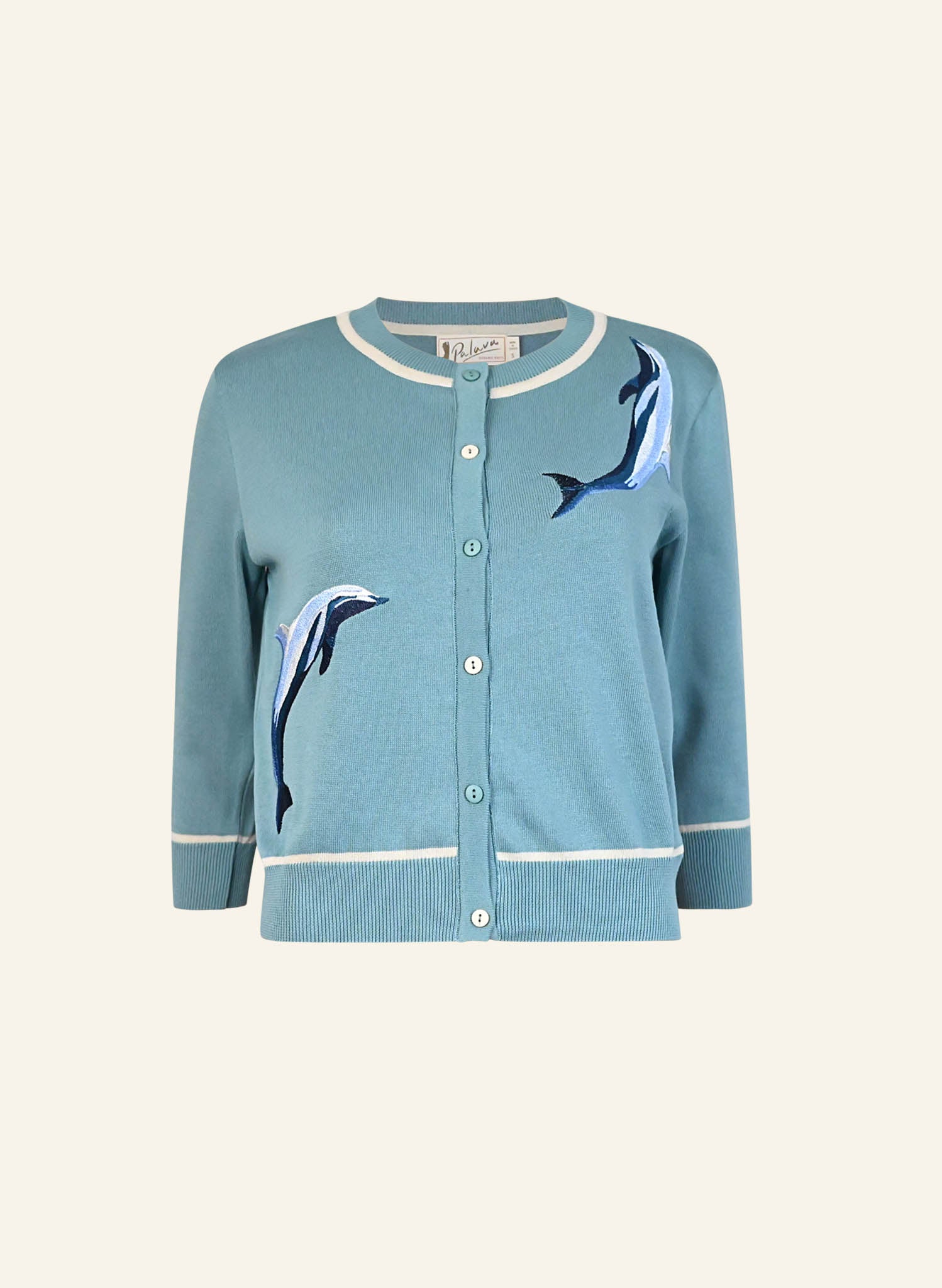 Vera Cardigan - Teal Dolphins