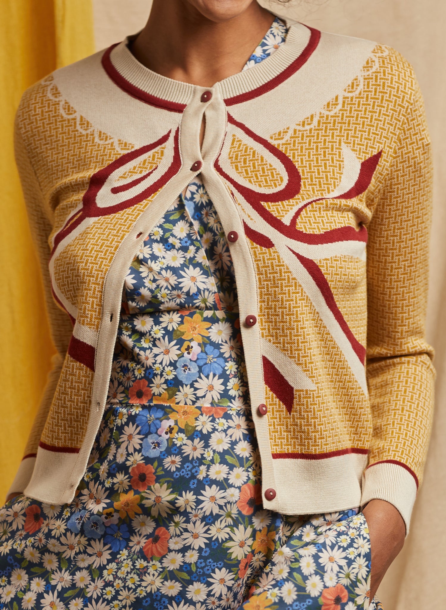 Vera - Mustard Ribbons Cardigan