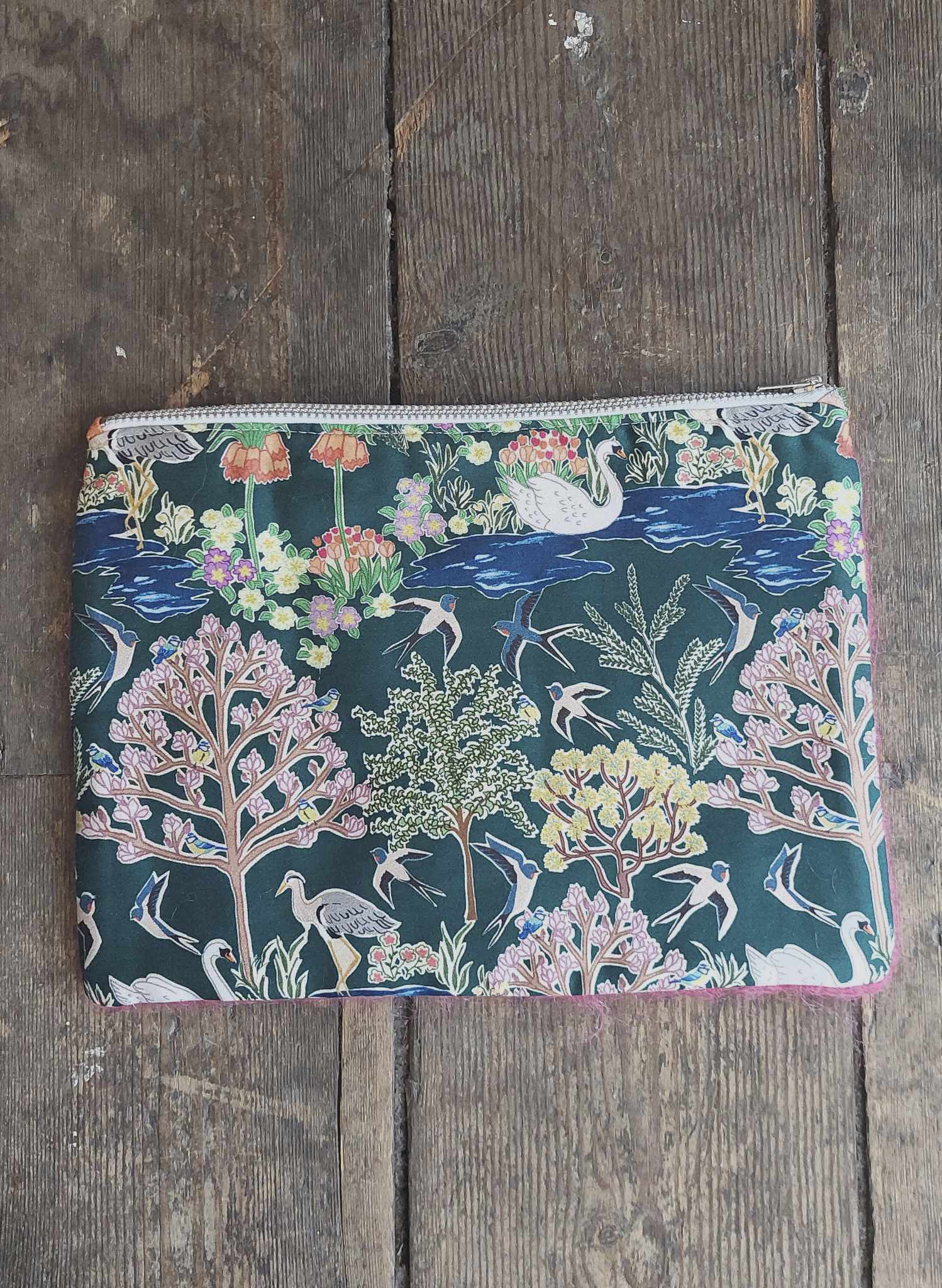 Zip Pouch - Medium - Dark Green Botanical Gardens