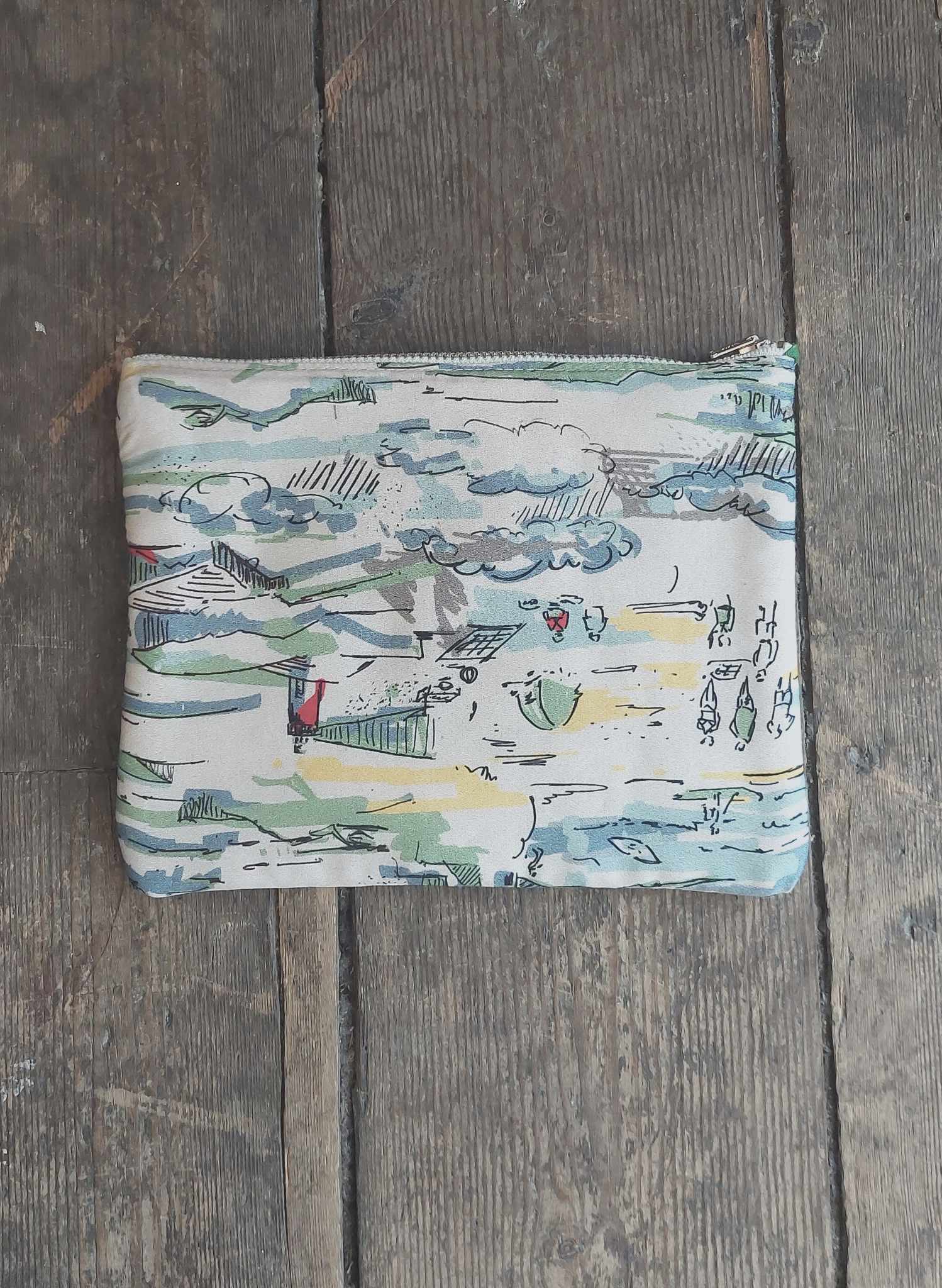 Zip Pouch- Small - Ivory Lighthouse