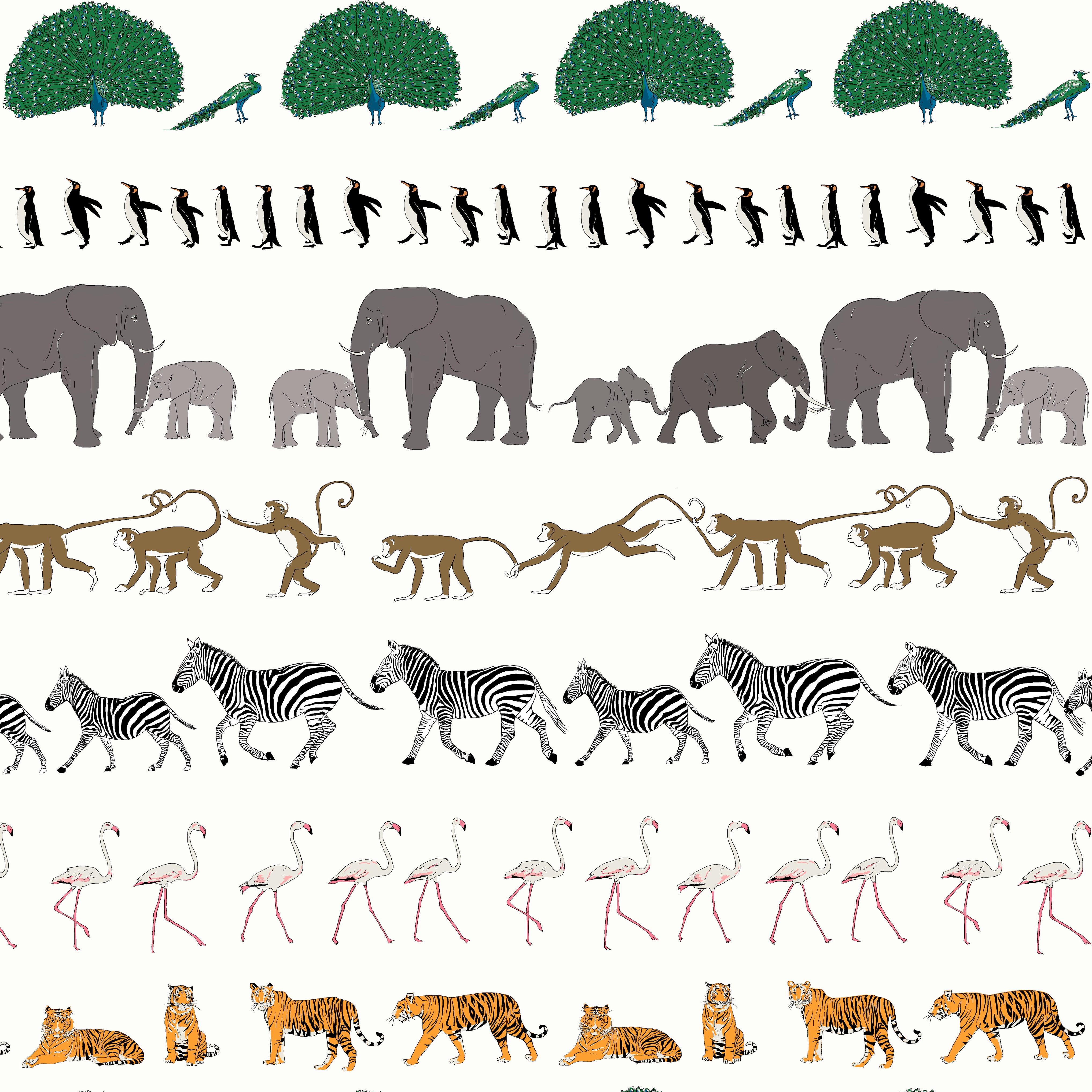 Archive Sale - Tie Belt - Ivory Walking Zoo