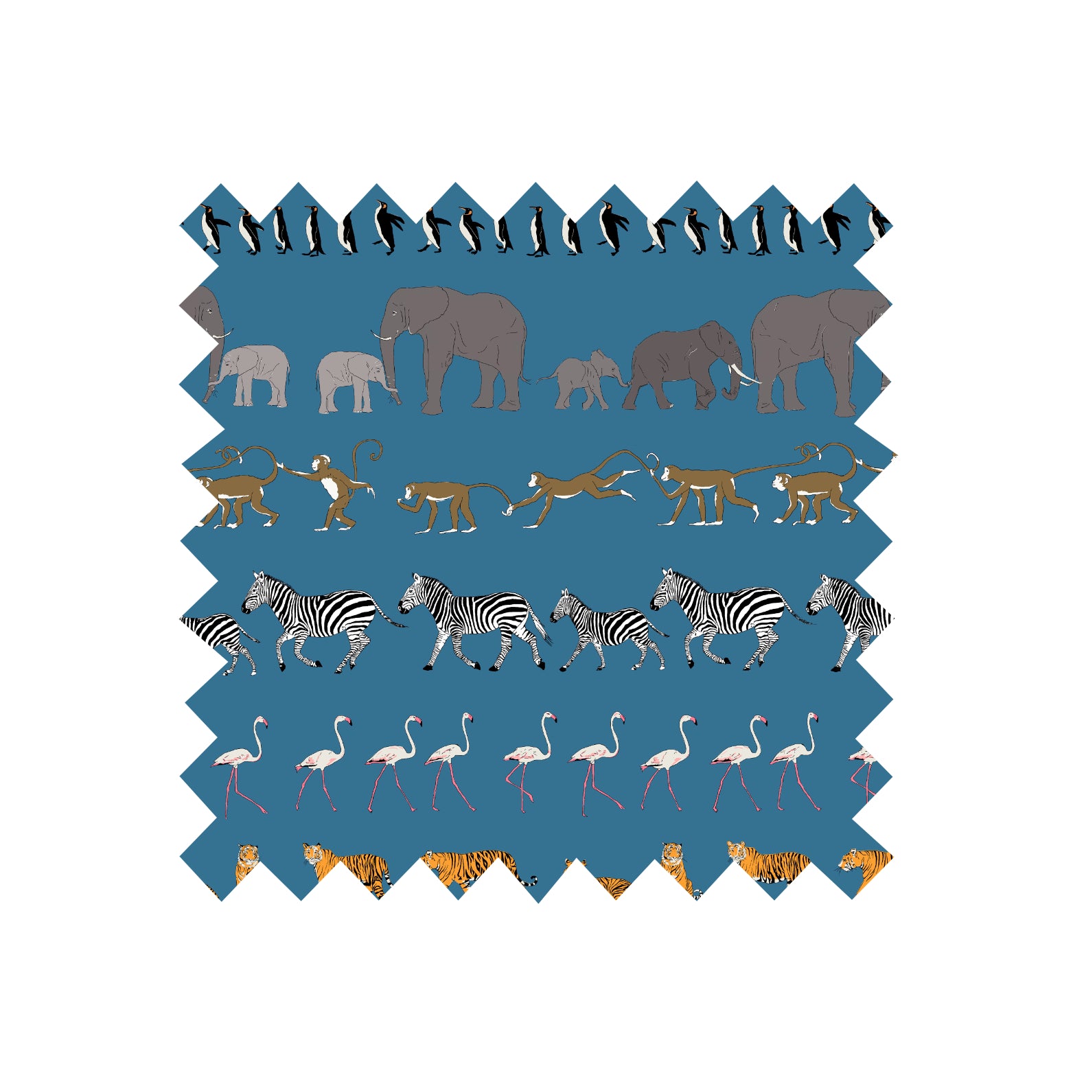 Remnant - 170x62.5cm - Walking Zoo - Cotton Sateen