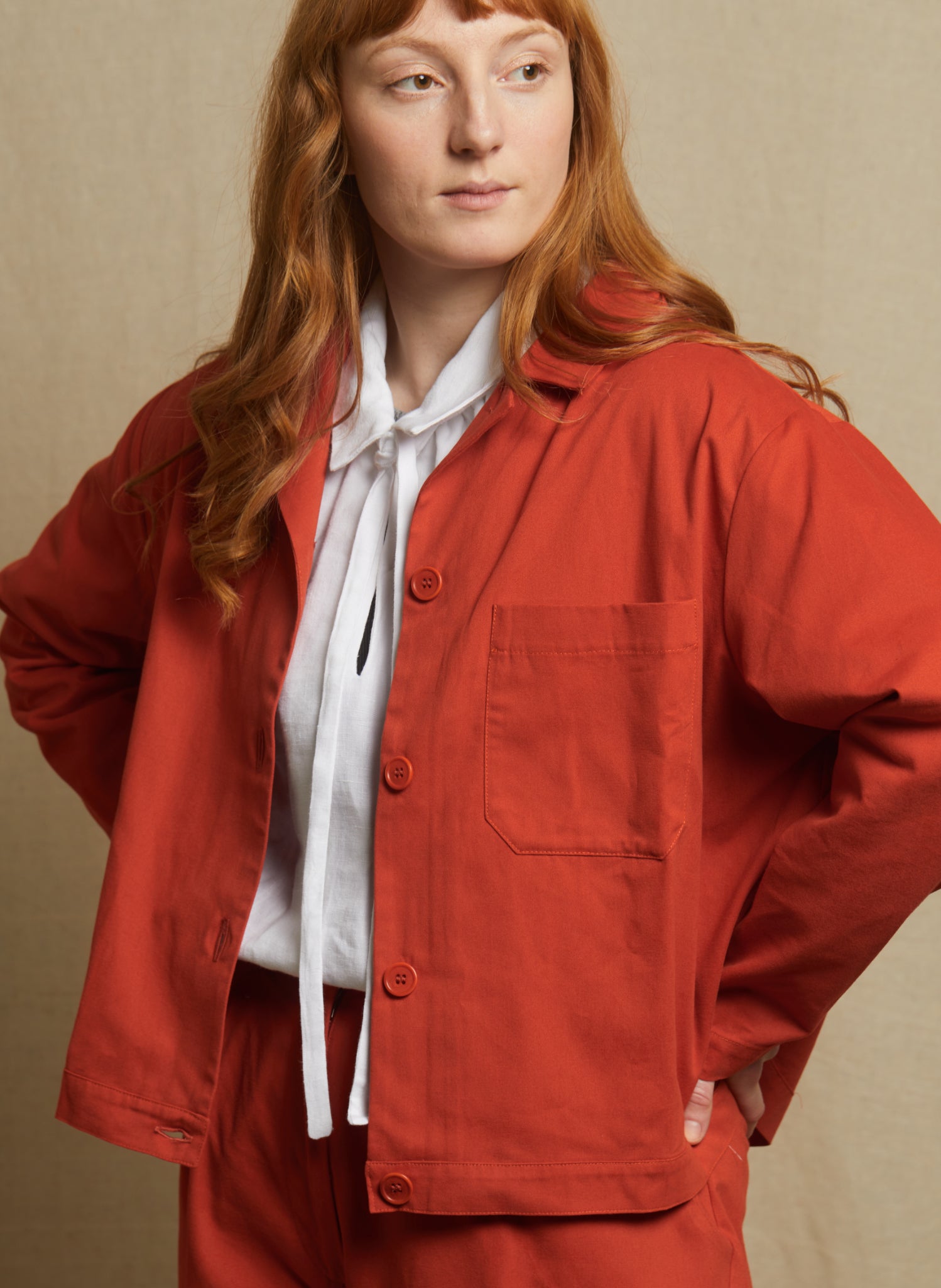 Walter Jacket - Hot Coral Cotton