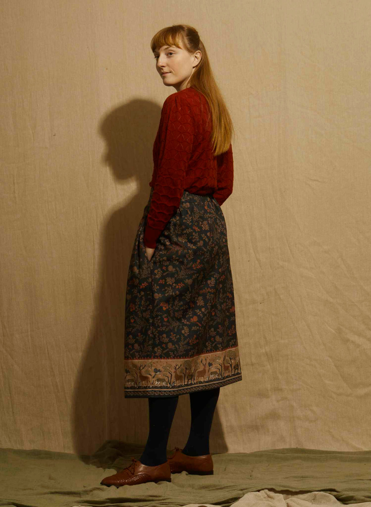 Florence Skirt - Navy Ancient Deer