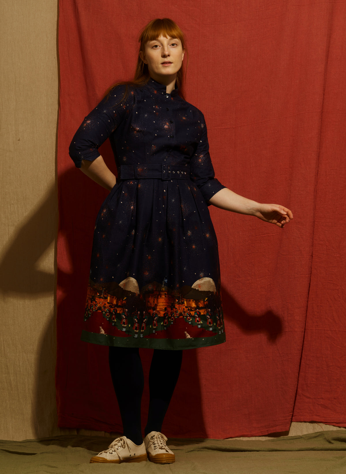 Cynthia Dress - Navy Edinburgh Castle