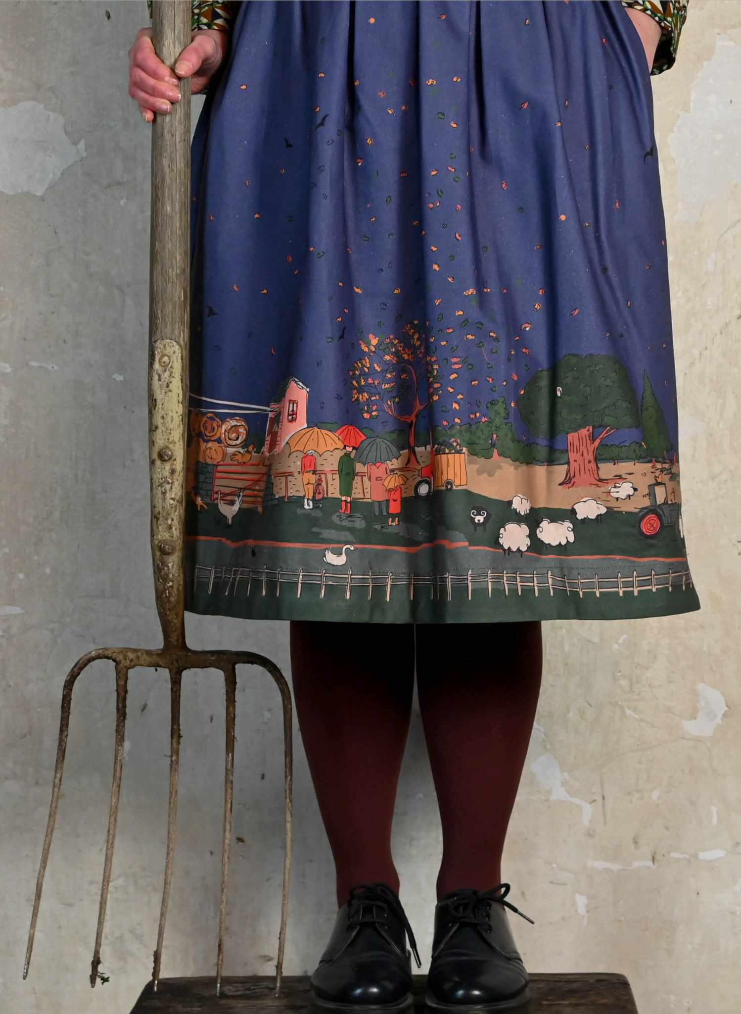 Florence - Indigo Farmyard Skirt